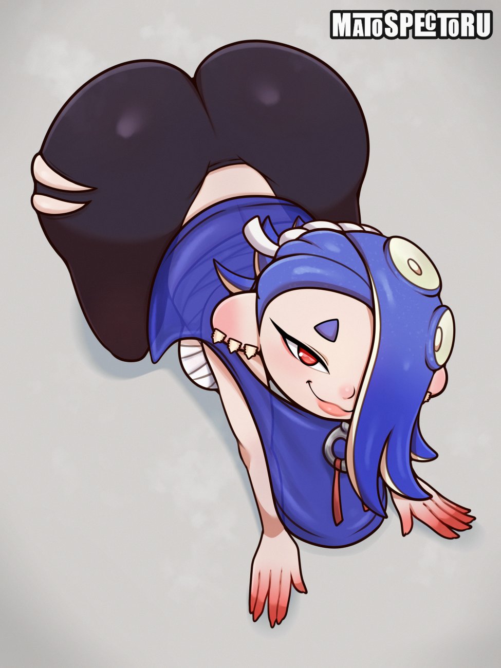 1girls, 2025, artist logo, ass, big ass, big booty, big butt, blue hair, booty, breasts, cephalopod, cephalopod humanoid, earrings, female, hachimaki, hair over one eye, headband, headwear, hi res, high quality, high resolution, highres, huge ass, huge butt, looking at viewer, luscious lips, matospectoru, medium breasts, nintendo, red eyes, ripped clothing, ripped pants, round ass, round nose, sarashi, shawl, shiver (splatoon), shiver hohojiro, smiling, smiling at viewer, splatoon, splatoon (series), splatoon 3, tagme, tentacle hair, thick, thick ass, thick thighs