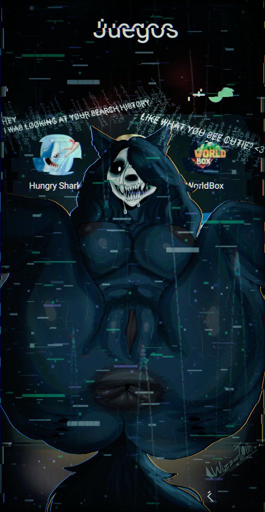cartoonwizzard, dialogue, english, english text, female, furry, furry female, grabbing own ass, looking at viewer, mal0, malo, nipples outside, phone screen, pubic hair, pussy, saliva, scp foundation, scp-1471, scp-1471-a, showing anus, showing ass, showing pussy, skull head, solo, text
