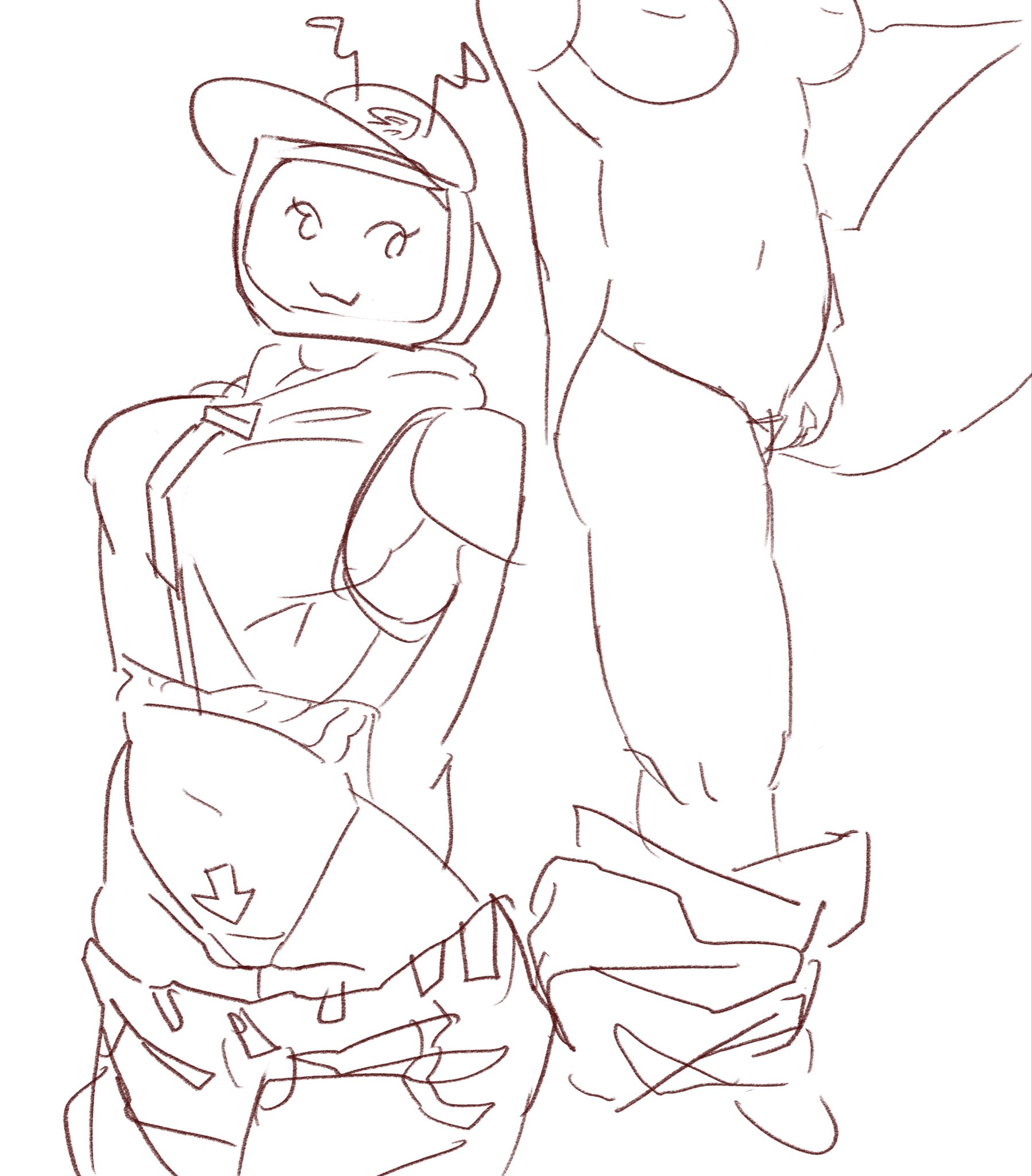 :3, 1girls, big breasts, breasts, female, forsaken (roblox), pants down, revealing clothes, roblox, roblox game, robloxian, robot, robot girl, rrresna, sketch, solo female, tagme, tee vee (race), tv head, undressing, veeronica