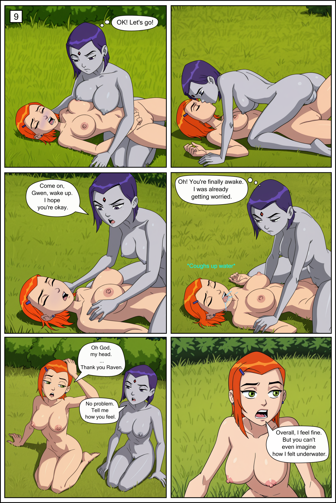 2girls, ai generated, ben 10, breasts, cartoon network, cpr, crossover, dc, dc comics, female, female only, female/female, fetish, gwen tennyson, lesbian competitive intercourse, mouth to mouth, multiple females, multiple girls, nude, nude female, pussy, rachel roth, raven (dc), resuscitation, sexfightfun, shaved pussy, teen titans, warner brothers, yuri