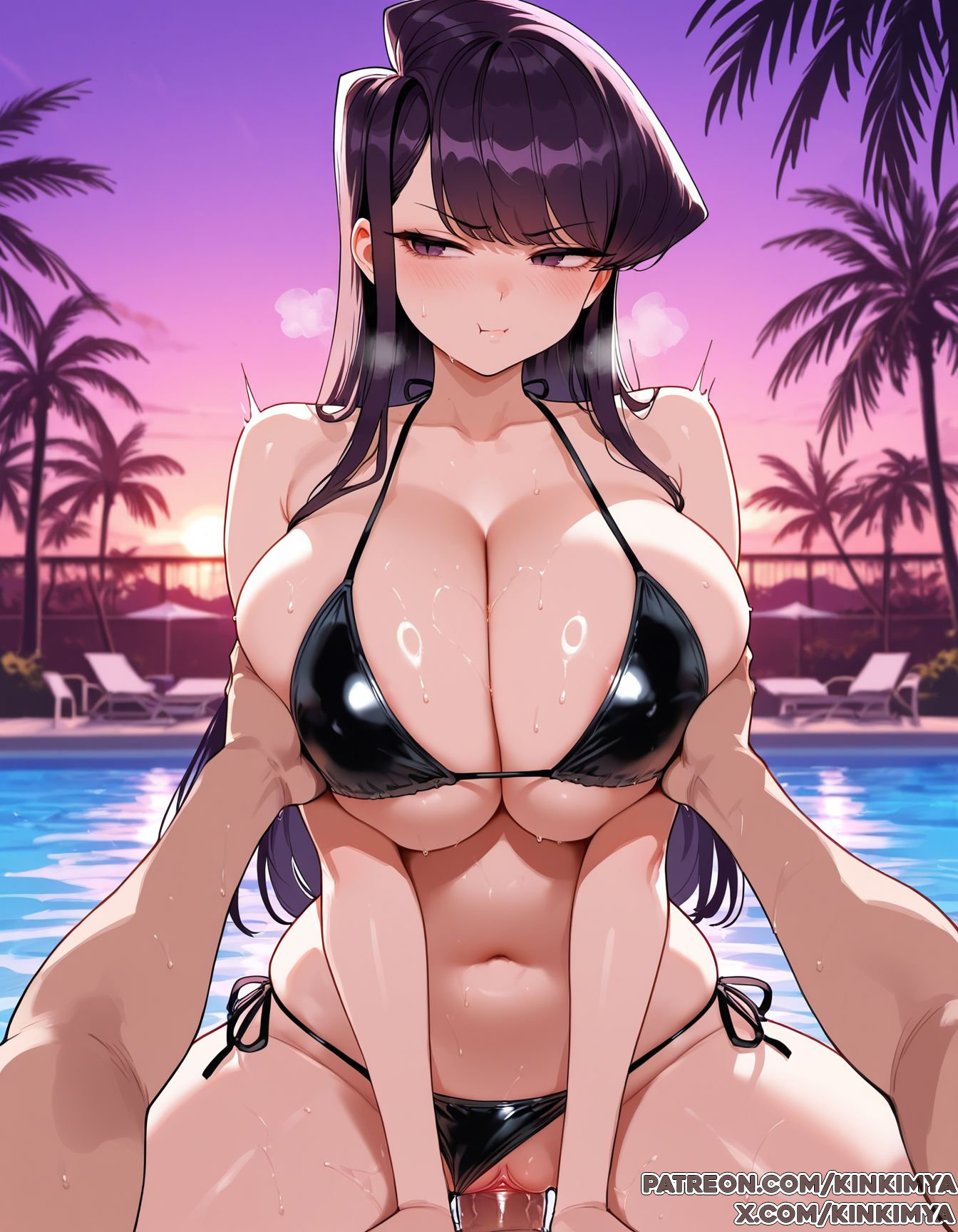 1boy, ai generated, ass, ass bigger than head, beach, big ass, big breasts, big thighs, black lipstick, breasts, brown, bubble butt, duo, erection, fat ass, female, fishnets, girly, gothic, gothic lolita, high resolution, highres, horny, huge ass, huge boobs, huge breasts, huge butt, huge thighs, kinkimya, komi can't communicate, komi shouko, komi-san wa komyushou desu, male, manga, mature, mature body, mature figure, milf, mommy, navel, penis, perfect body, pussy, round ass, self upload, sexy, shy, shy girl, spread legs, stable diffusion, thick, thick ass, thick thighs, thighs, uncensored, vaginal penetration, voluptuous, waifu diffusion, wide hips