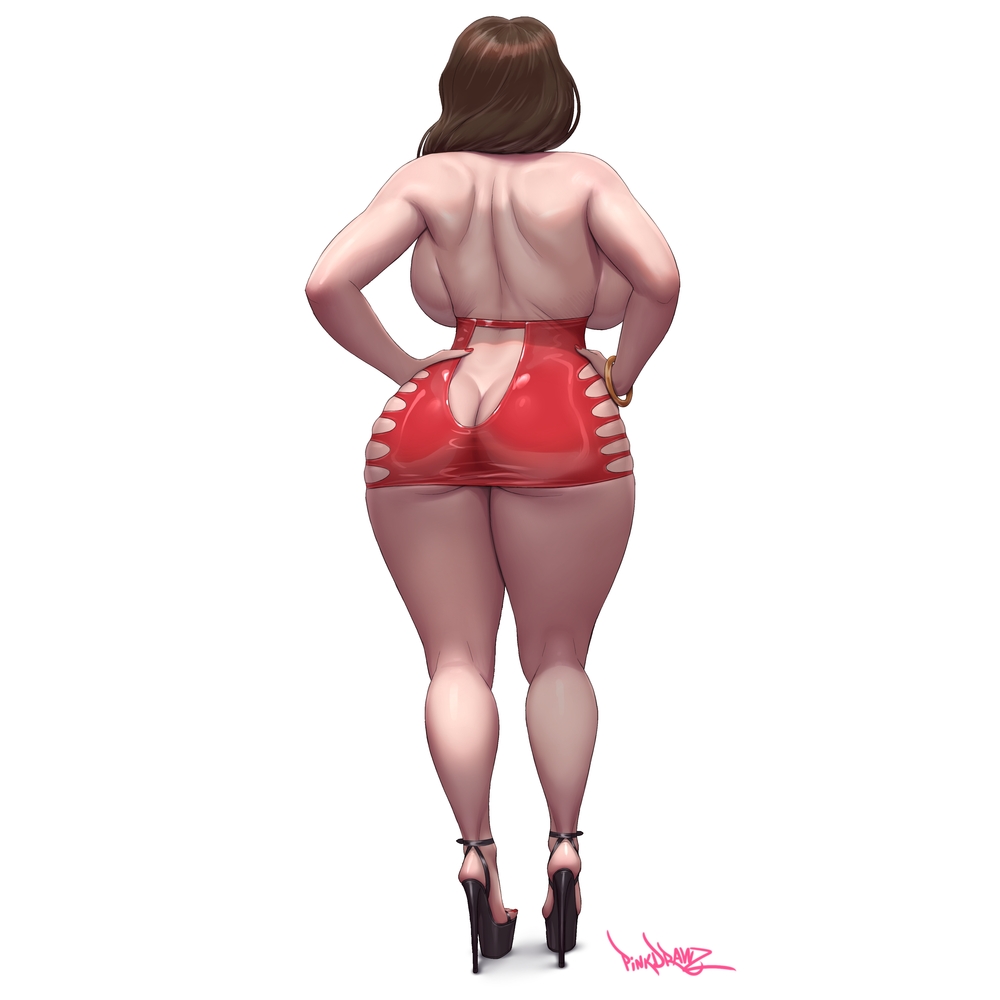1girls, ass, back view, backboob, breasts, female, female only, huge ass, huge breasts, human, mario (series), pauline, pinkdrawz, skimpy, solo, solo female, standing, voluptuous