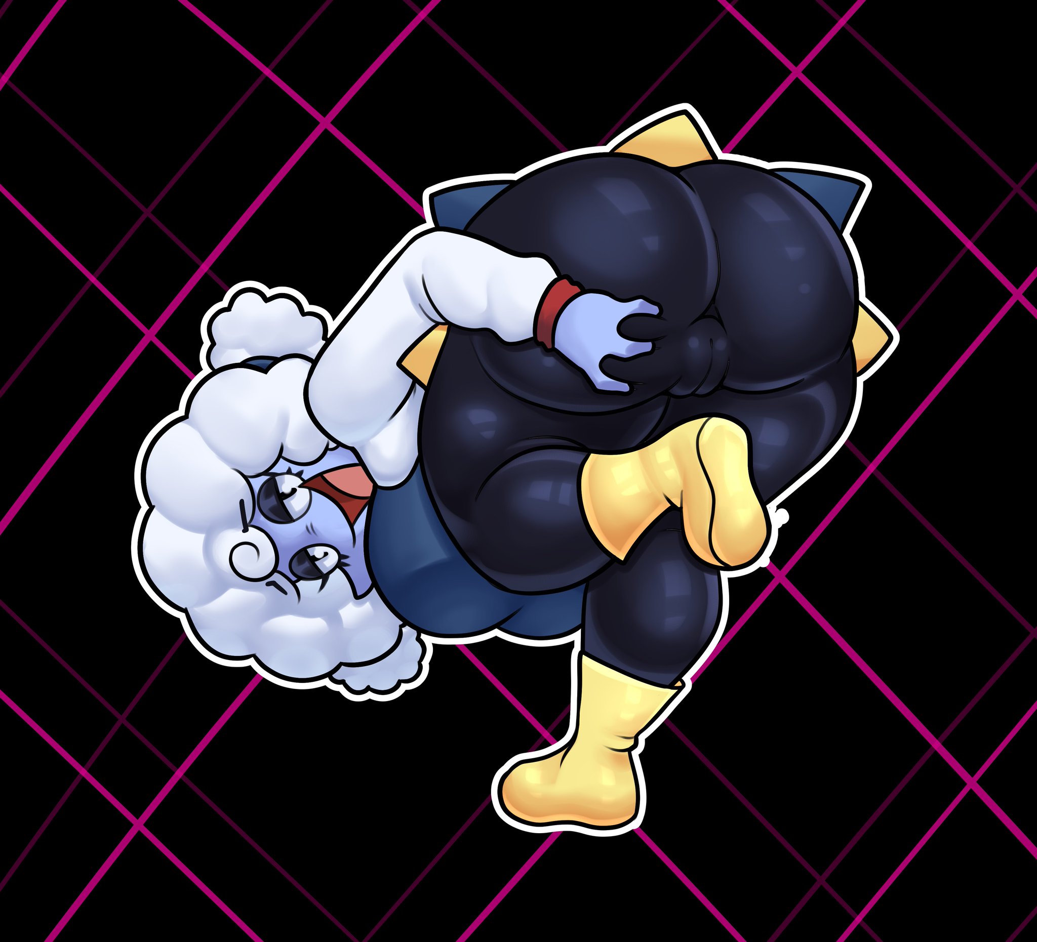 allewdbruh, ass, ass focus, bending over, bent over, big ass, big breasts, breasts, bubble ass, bubble butt, curvy, deltarune, deltarune chapter 3, elnina (deltarune), fat ass, female, huge ass, looking at viewer, oofts, presenting ass, seductive, seductive look, sheep, skirt, thick ass, tight clothing