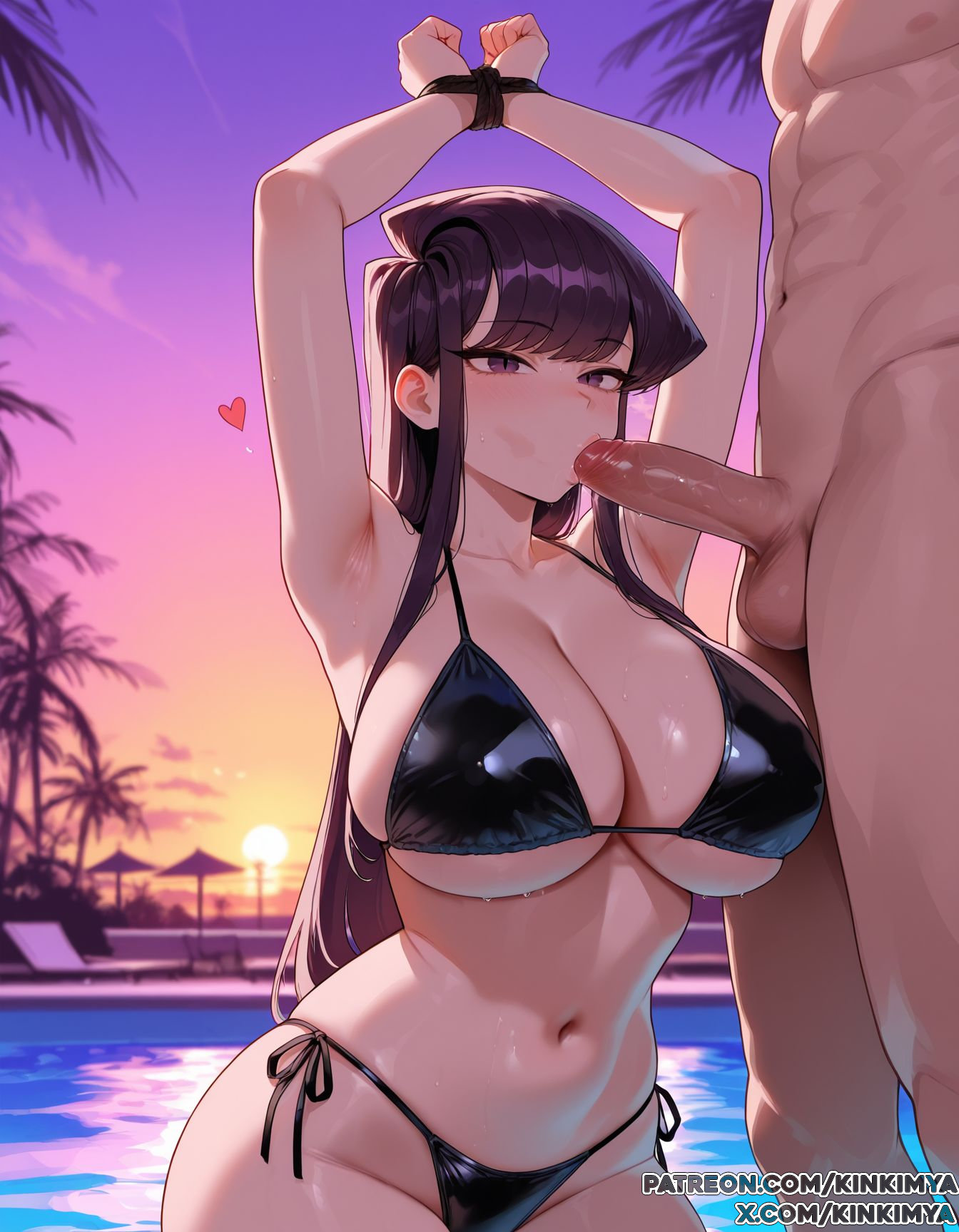 1boy, ai generated, ass, ass bigger than head, balls, beach, big ass, big breasts, big thighs, black lipstick, bondage, breasts, brown, bubble butt, duo, erection, fat ass, fellatio, female, fishnets, girly, gothic, gothic lolita, high resolution, highres, horny, huge ass, huge boobs, huge breasts, huge butt, huge thighs, kinkimya, komi can't communicate, komi shouko, komi-san wa komyushou desu, male, manga, mature, mature body, mature figure, milf, mommy, navel, oral, oral sex, penis, perfect body, round ass, self upload, sexy, shy, shy girl, stable diffusion, testicles, thick, thick ass, thick thighs, thighs, uncensored, voluptuous, waifu diffusion, wide hips