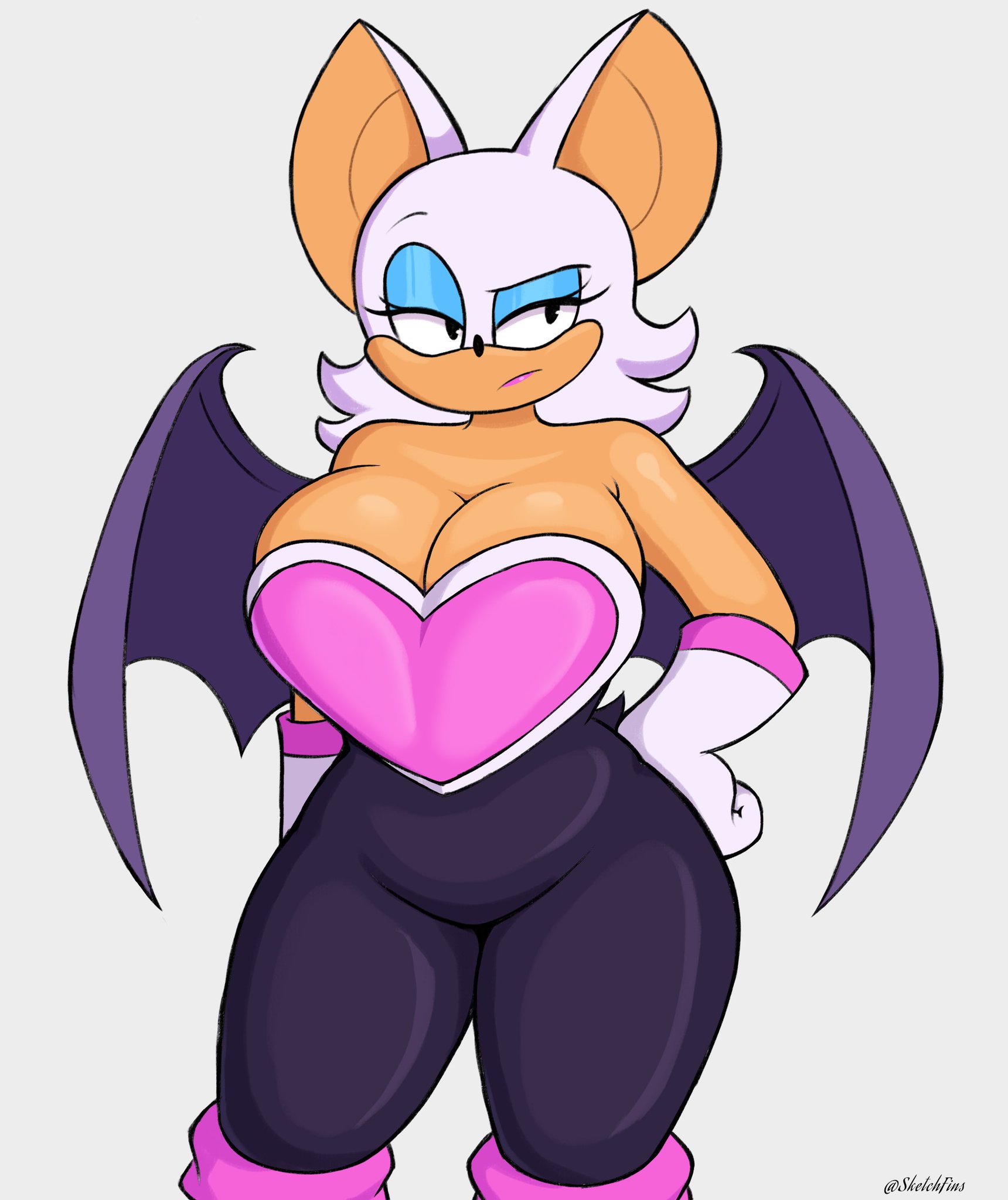 bat, bat wings, big breasts, bodysuit, boots, boots female, breasts, cleavage, curvaceous, curvaceous body, curvaceous female, curvaceous figure, curvaceous hips, curvaceous thighs, curves, curvy, curvy body, curvy female, curvy figure, curvy hips, curvy thighs, female, glove, gloved, gloves, heart, heart symbol, hips, hips wider than shoulders, large boobs, large breasts, leggings, lipstick, makeup, rouge the bat, sketchfins, sonic (series), sonic the hedgehog (series), tagme, tan, tan body, tan skin, thick hips, thick legs, thick thighs, thighs, thighs large, voluptuous, voluptuous body, voluptuous female, wide hipped female, wide hips, wide thighs