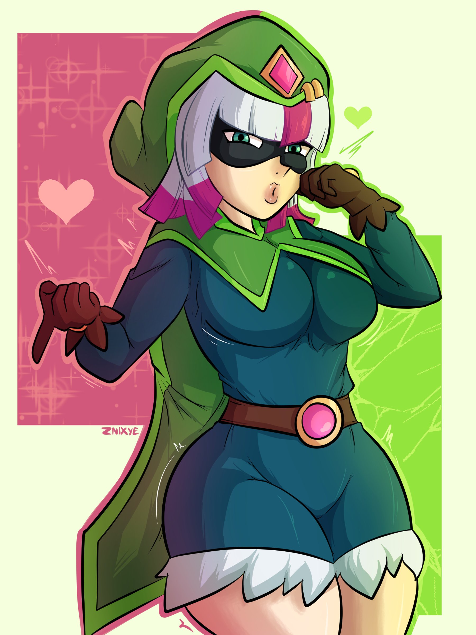 2d, 2d (artwork), 2d artwork, bandit (clash royale), big breasts, breasts, clash (series), clash royale, female, not porn, sfw, squad busters, tagme, ultra bandit (squad busters), white hair, znixye