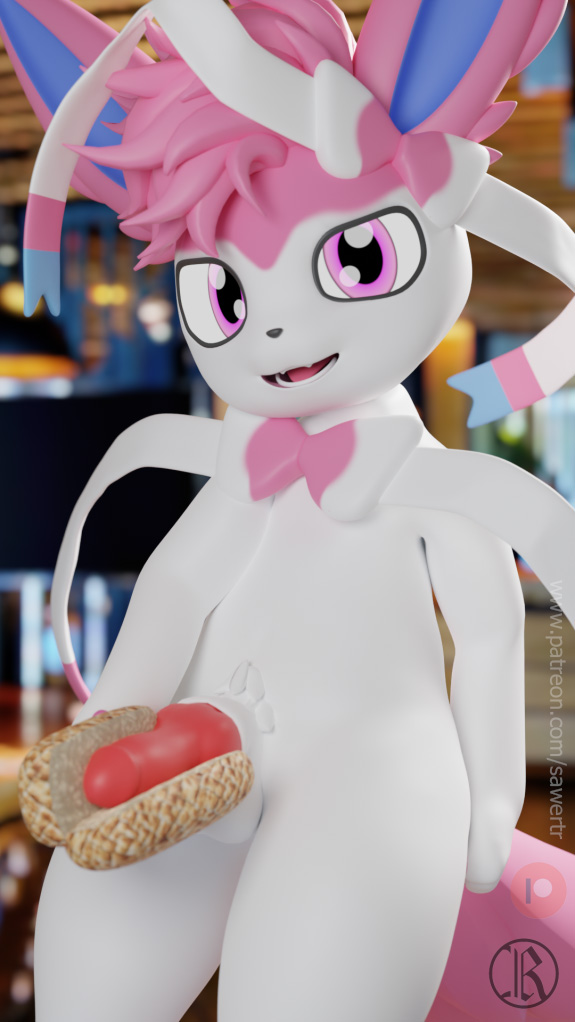 2025 3d ahoge animal_genitalia animal_penis anthro anthrofied balls blender_(artwork) blender_cycles bread camera_view canine_genitalia canine_penis detailed_background digital_media_(artwork) eeveelution food fur generation_6_pokemon genitals hair humanoid_genitalia humanoid_penis kemono knot male nintendo nude open_mouth penis pokemon pokemon_(species) sawert sebastian_(sawert) smile smiling_at_viewer solo sylveon white_body