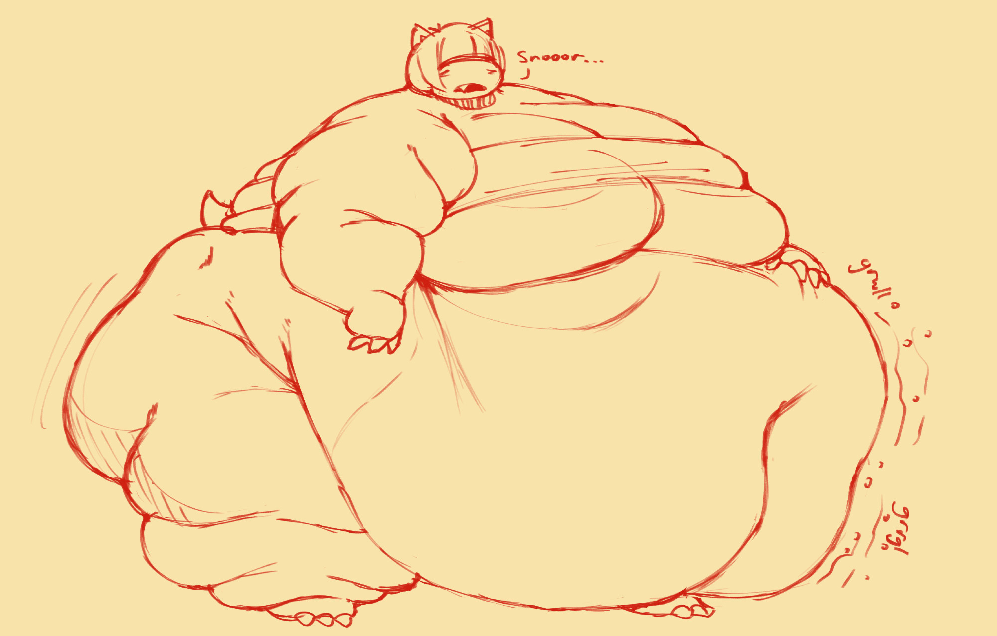 1girls, anthro, areola slip, areolae, ass, bangs, bangs over eyes, belly, bifurcated gunt, blinding bangs, bottomless, bottomless female, breasts, cleavage, fat, female, female focus, female only, game freak, hair covering eyes, hair over eyes, hips, kaboodledoodles, large ass, large breasts, mostly nude, mostly nude female, nintendo, obese, obese female, overweight, overweight female, pokemon, pokemon (species), sketch, snorlax, stomach, thick thighs, weight gain, wide hips