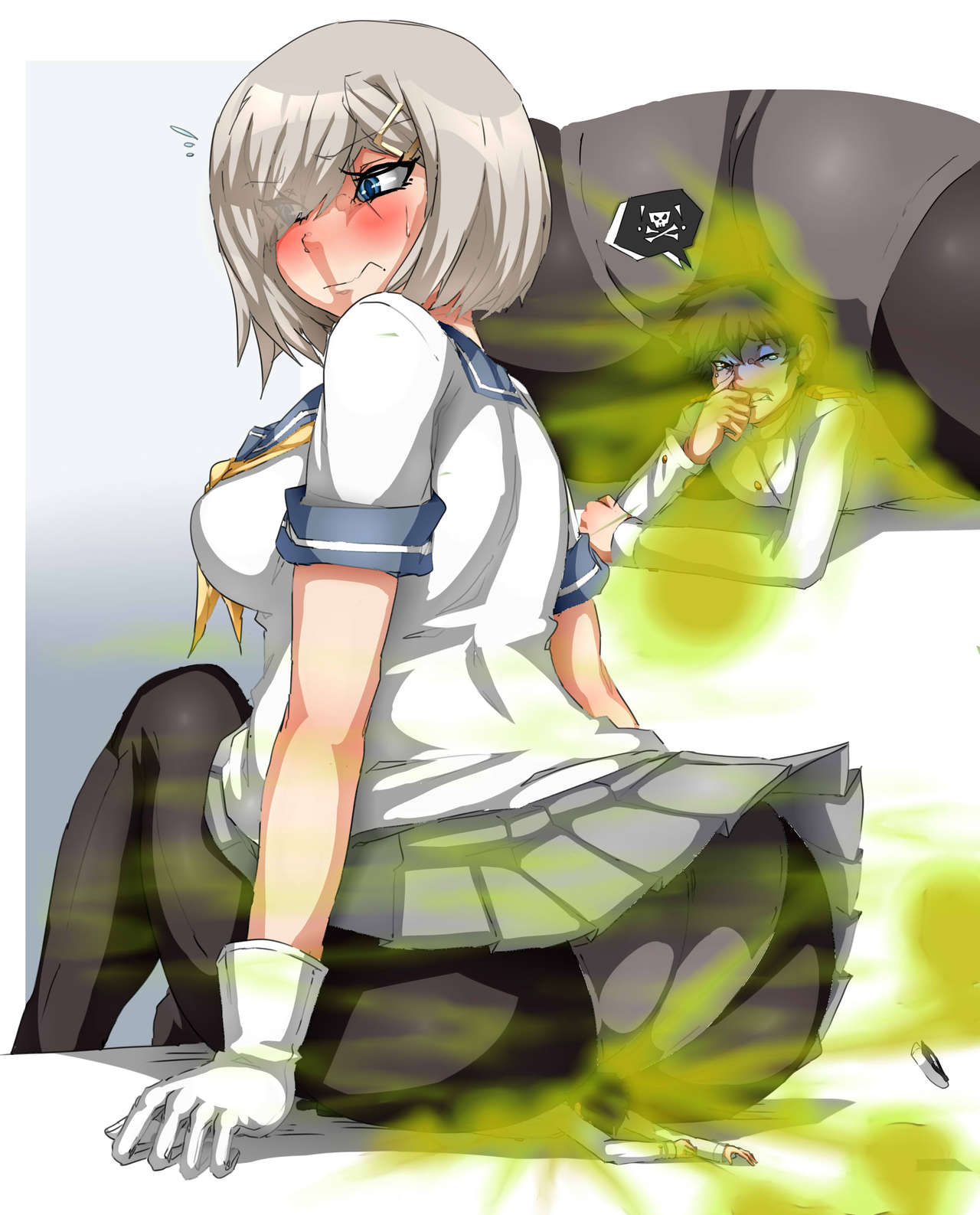1girls, 2boys, blue eyes, fart, fart fetish, farting, farting on another, female, gassy, gassy ass, gassy female, lazei, male, short hair