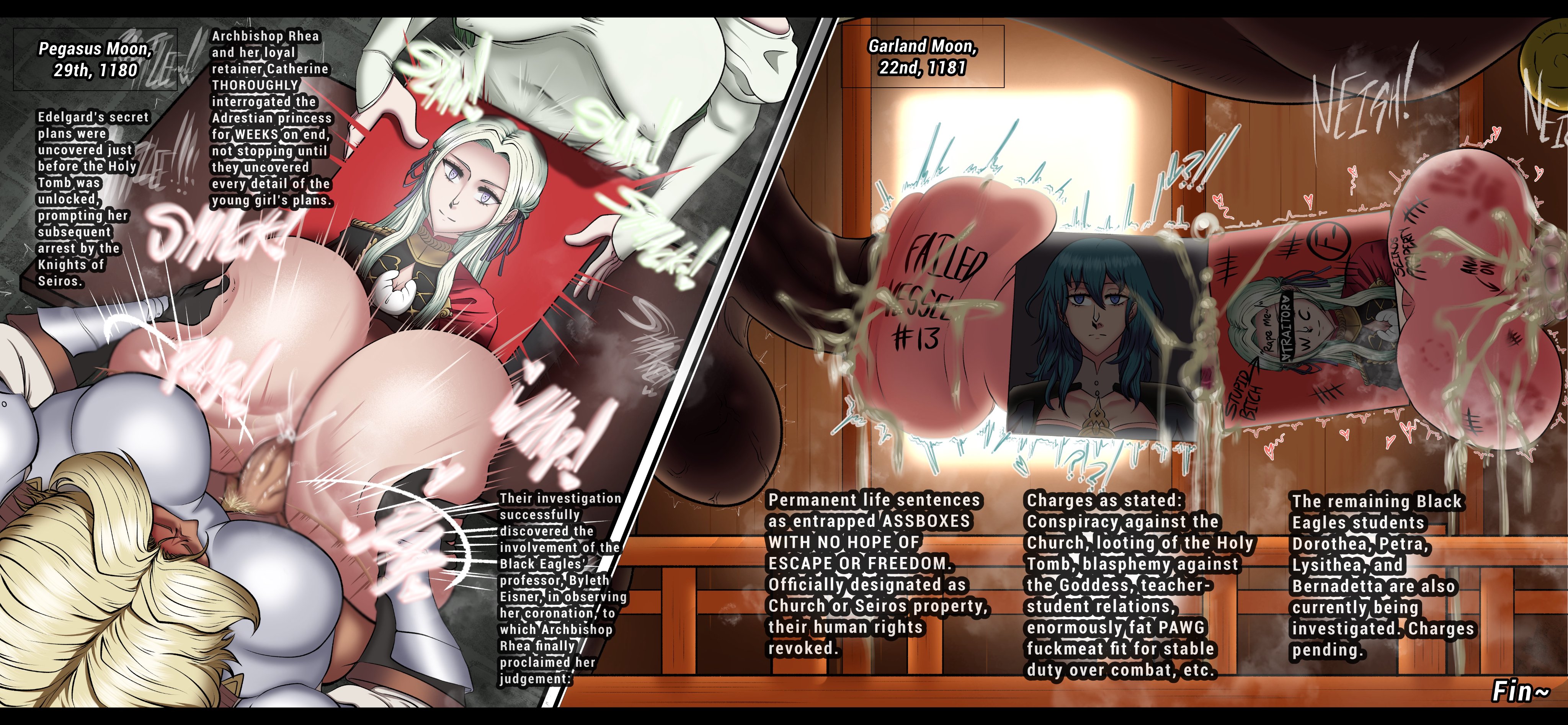 2futas, 2girls, all the way through, all the way through twice, ass, assbox, big ass, byleth (fire emblem), byleth (fire emblem) (female), catherine (fire emblem), dialogue, edelgard von hresvelg, faceless, faceless character, faceless futa, female, femsub, fire emblem, fire emblem: three houses, futa on female, futa with female, futanari, horse, huge ass, human, living sex toy, multiple girls, multiple subs, objectification, permanent, permanent bondage, permanent transformation, punishment, rape, rhea (fire emblem), sex, sex box, tagme, text, themarvelousfan, transformation, uncensored, voluptuous, zoophilia