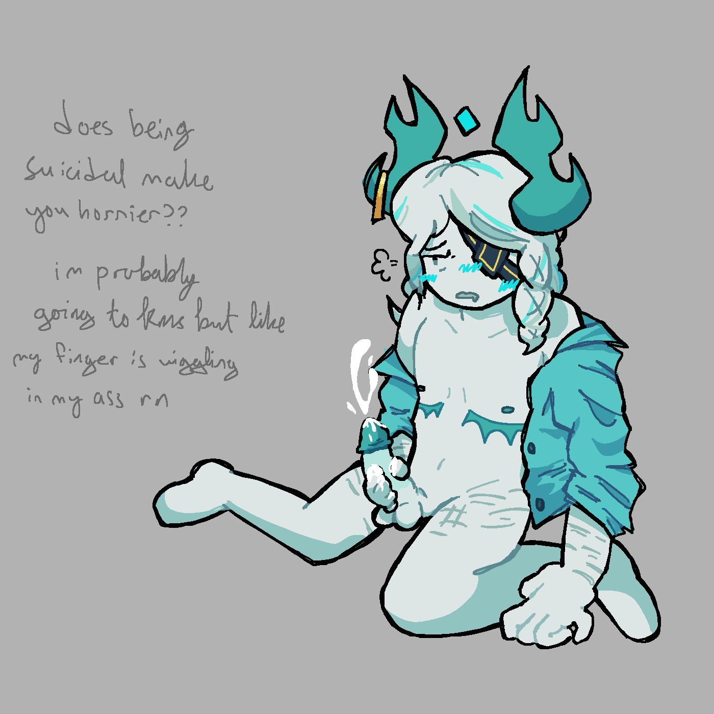 1other, artist request, balls, cum, english text, inphernal, jacking off, masturbation, medkit (phighting), nipples, penis, phighting, roblox, roblox game, robloxian, self harm scars, tagme, text, top surgery scars
