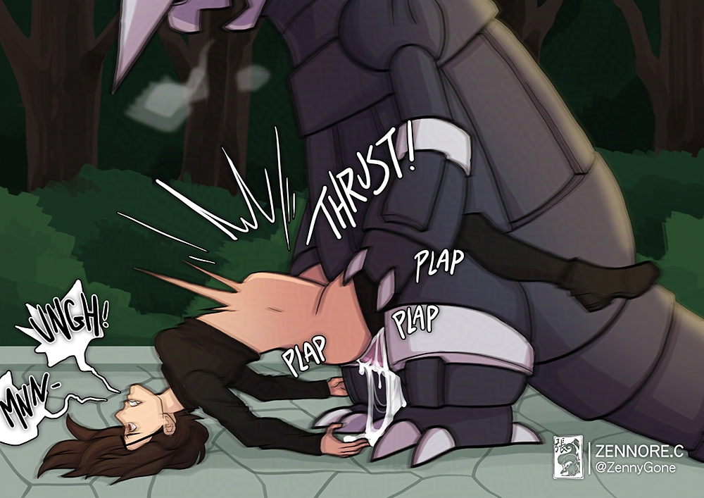 1boy, 1girls, aggron, anthro, anthro on human, anthro penetrating human, black legwear, black shirt, black thighhighs, boots, brown hair, clenched teeth, clothed, clothed female nude male, clothed sex, clothing, cum, cum drip, cum inside, defeat, defeated, female, female on anthro, female on feral, feral, forest, forest background, human on anthro, human on feral, interspecies, long hair, male, male pokemon/female human, moaning, penetration, penis, plap, pokémon (species), pokemon, pokemon (species), pokemon domination, pokemon rse, pokemon trainer, pokephilia, pussy, ramming, rape, road, shirt, size difference, spread legs, stomach bulge, thighhighs, vaginal penetration, wide eyed, zennore