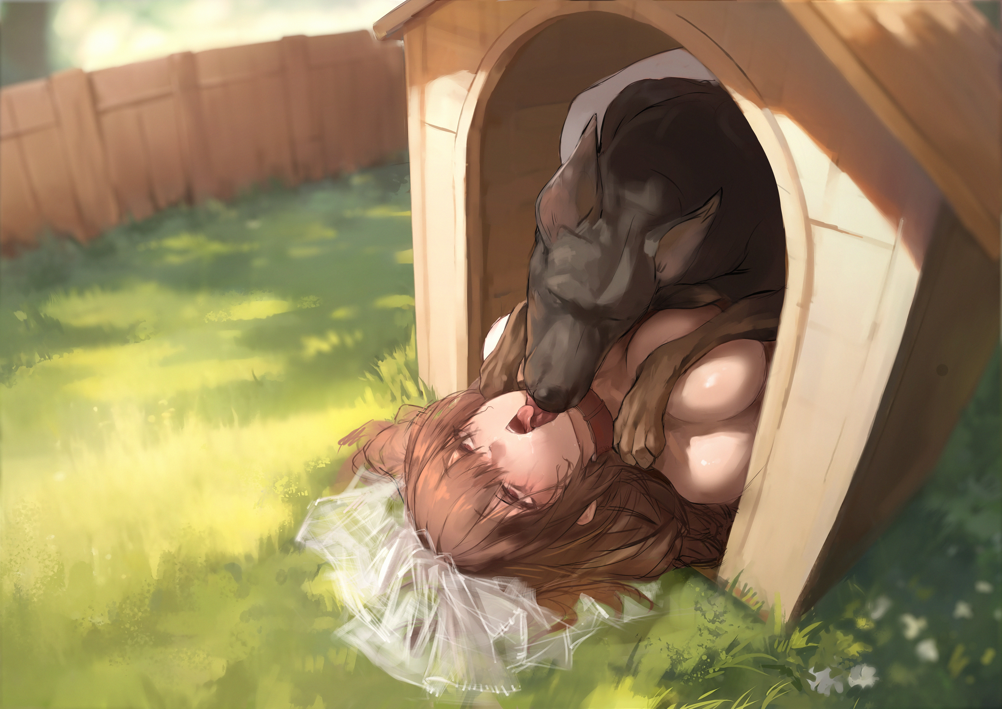 1dog, 1girls, 2d, ahe gao, animal, bestiality kiss, bestiality marriage, big breasts, braid, braided hair, breast squish, breasts, breeding, bride, brown hair, canine, canine on human, collar, doghouse, domestic dog, dominant feral, drooling, enthusiastic consent, eyes rolling back, female, female human, female human/male feral, female kissing feral, female on feral, femsub, feral, feral dominating human, feral on female, feral on human, feral penetrating, feral penetrating female, feral penetrating human, french kiss, french kissing, from behind, fucked in doghouse, fucked senseless, fucked silly, glasses, gown, human female, human on feral, human penetrated, kennel, kiss, kissing, long hair, looking pleasured, loving it, marriage, married couple, married to feral, orgasm, orgasm face, original, original character, outside, paws, paws on breasts, pleasure face, plump, polki, public, red eyes, romantic, romantic couple, runny makeup, saliva, spread legs, squish, squished breasts, submissive, submissive female, submissive human, tongue, tongue kiss, tongue out, trembling, wedding, wedding lingerie, wedding veil, zoophilia