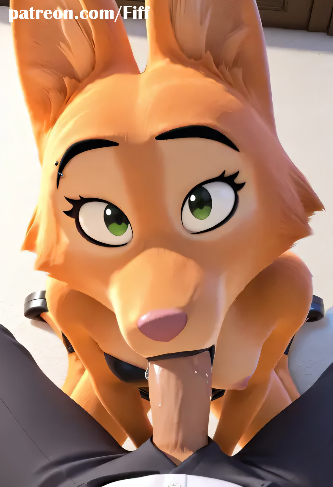 1boy, 1girls, ai generated, blowjob, deepthroat, diane foxington, dripping, feet, fellatio, female, fiff, furry, furry female, furry only, highres, pussy, smiling, sweat, tail, the bad guys, vagina