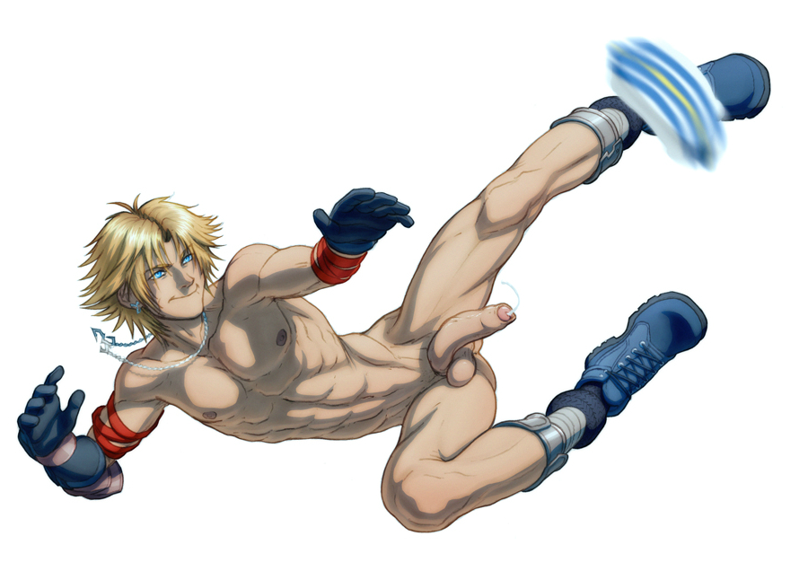 1boy abs blonde_hair cum final_fantasy final_fantasy_x flaccid foreskin gloves male male_only muscles nude pecs penis schizoid solo sport szadek testicles tidus