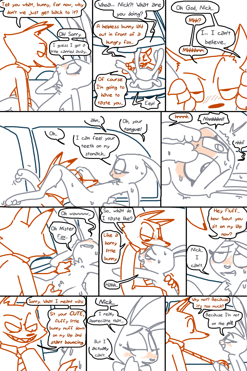 anthro black_and_white blush canine clothed clothes clothing comic disney fellatio female flat_chest fox judy_hopps lagomorph male mammal nick_wilde oral orange_and_white pussy sex straight tagme the_weaver zootopia