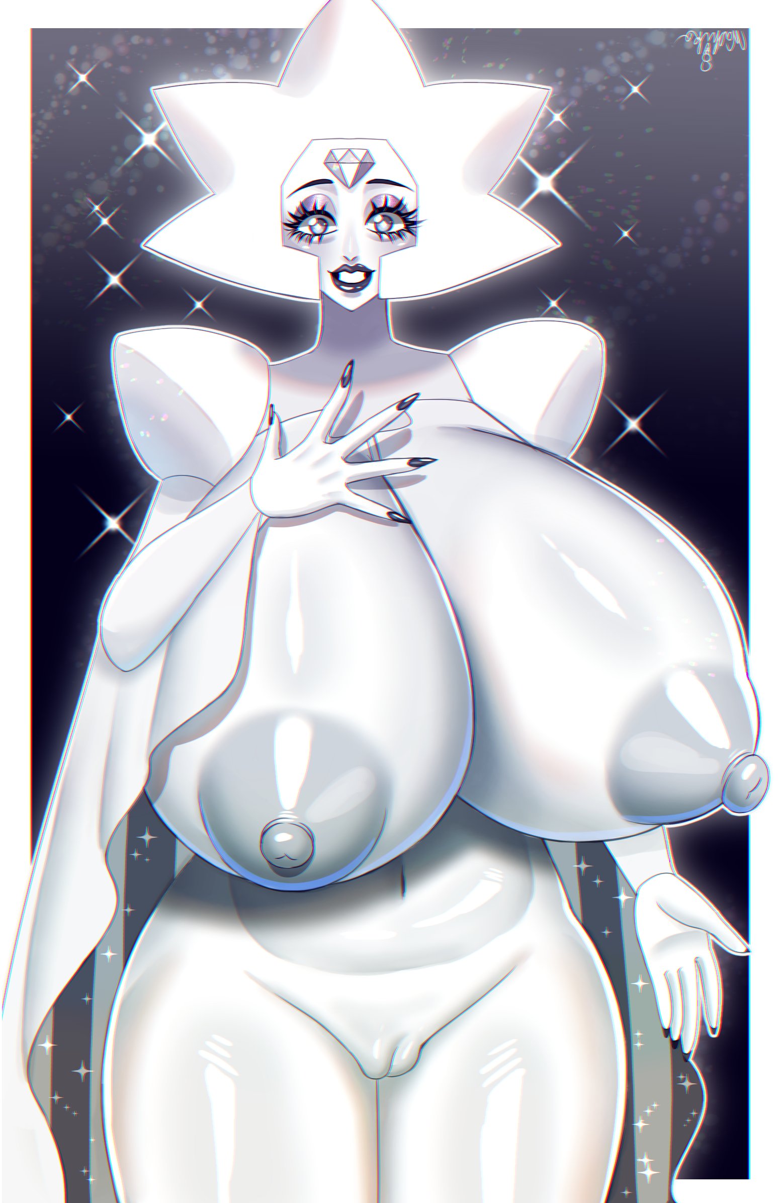 1girls, big boobs, big breasts, big tits, black fingernails, black lips, black lipstick, boobs, breasts, female, gem (species), navel, no bra, no panties, steven universe, thick thighs, thighs, tits, washiko, white body, white diamond (steven universe), white skin, white skinned female, woman