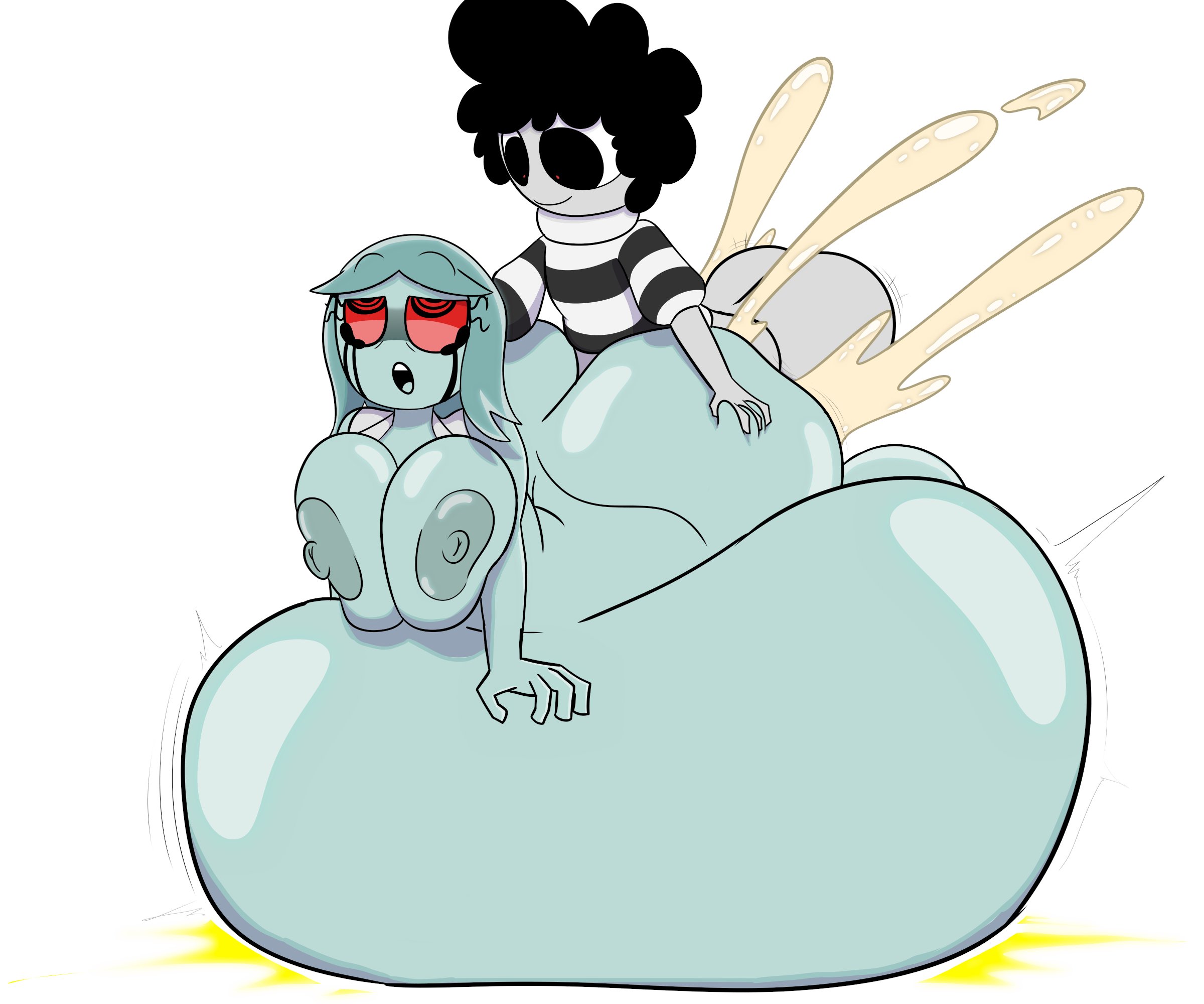1boy, 1girls, big ass, big balls, big breasts, big penis, black eyes, black hair, blue body, blue hair, commission, connie (dandy's world), cum, cum in pussy, cum inside, cumflated, cumflated belly, cumflation, curly hair, dandy's world, dandys world, ghost, ghost girl, grabbing, grabbing ass, grabbing from behind, gray hair, grey body, hyper, hyper belly, hyper cumflation, inflation, kyle5021, long hair, oc, red eyes, red pupils, roblox, roblox game, sketch, twisted connie (dandy's world), vaginal penetration, vaginal sex