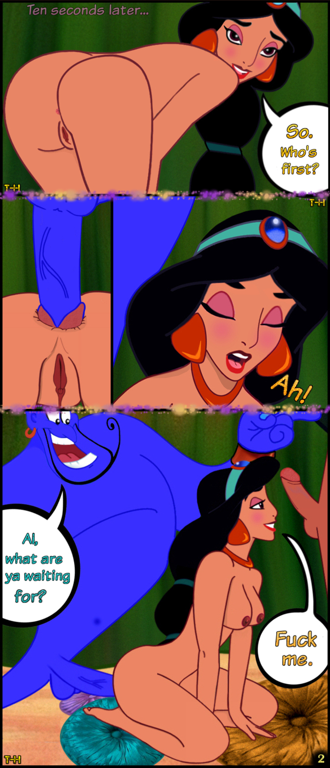 aladdin anal anal_invitation anal_sex arabian brunette comic dark-skinned_female disney disney_princess female genie_(aladdin) human male naughty_face nipples penis pleasure_face princess_jasmine pussy royalty straight tagme testicles th-gimpnoob