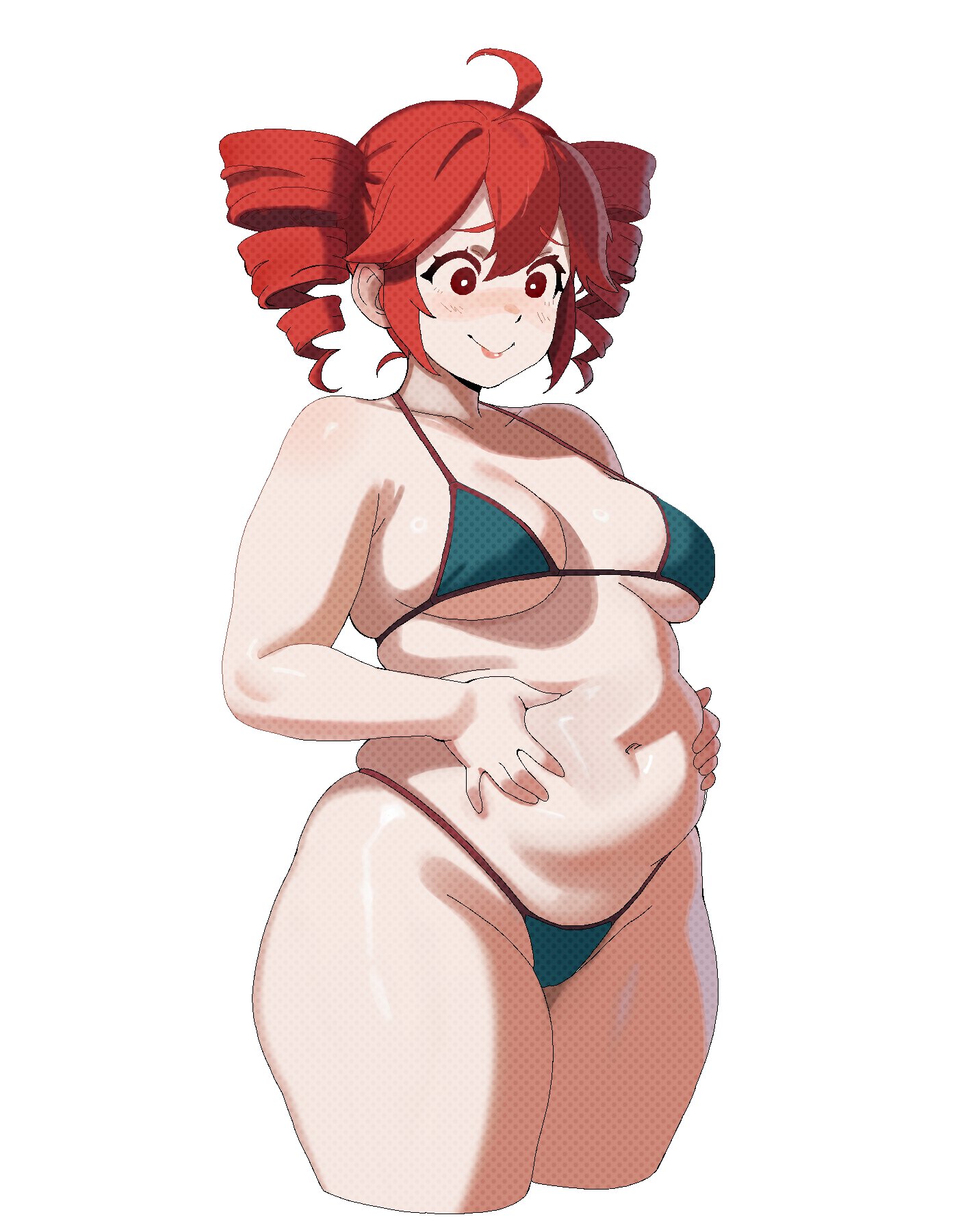 1girls, 2d, 2d (artwork), ahoge, armpit crease, armpits, bbw, belly, belly grab, big belly, big breasts, big thighs, bikini, blush, blush lines, blushing, breasts, chubby, chubby female, dot eyes, embarrassed, embarrassed female, fat, fat ass, fat breasts, fat female, fat thighs, fatass teto, fatass teto (meme), female, female only, gigantic thighs, grabbing own belly, huge thighs, jxzuke, kasane teto, large breasts, large thighs, lips, lipstick, looking down, massive thighs, micro bikini, navel, overweight, overweight female, partially visible vulva, plump, plump ass, plump breasts, plump thighs, pussy, red eyes, red hair, shiny skin, simple background, skindentation, solo, solo female, thick thighs, thighs, twin drills, underboob, utau, voluptuous, voluptuous female, vulva, white background, wide hips
