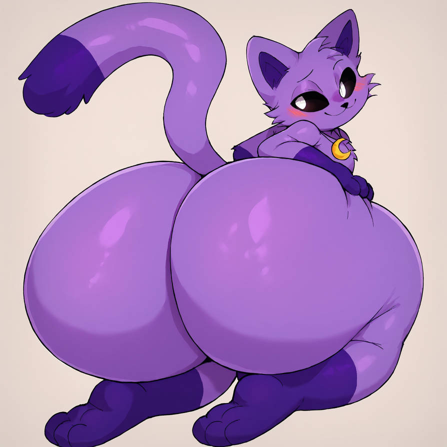1boy, 1femboy, 2025, 2025s, ai generated, anthro, anthro femboy, anthro male, anthrofied, ass, austin24kk, big ass, big butt, black eyes, black nose, black sclera, blush, blush lines, bubble ass, bubble butt, cat, cat boy, cat ears, cat humanoid, cat tail, catboy, catnap, catnap (poppy playtime), crescent moon, critters (poppy playtime), dat butt, eyebrows, fat ass, fat butt, feet, felid, feline, felis, femboy, femboy anthro, fur, furry, furry femboy, furry male, gigantic ass, gigantic butt, hand on thigh, huge ass, huge butt, jewelry, kneeling, large ass, large butt, looking at viewer, looking back, looking back at viewer, male, male anthro, male focus, male only, mammal, mob entertainment, mob games, moon necklace, moon pendant, necklace, no humans, pendant, pony diffusion (model), pony diffusion xl, poppy playtime, poppy playtime (chapter 3), purple body, purple fur, simple background, smile, smiling, smiling at viewer, smiling critters, solo, solo femboy, solo focus, solo male, stable diffusion, tail, thicc, thick, thick ass, thick butt, video games, white background, white eyes, white pupils