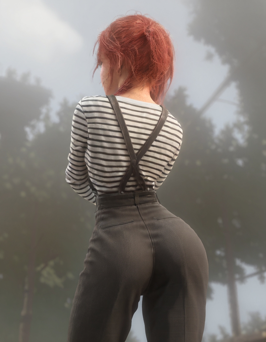artist request, ass, back view, bubble ass, bubble butt, clair obscur: expedition 33, clothing, female, female only, freckles, light skin, light-skinned female, maelle (clair obscur: expedition 33), red hair, solo, solo female