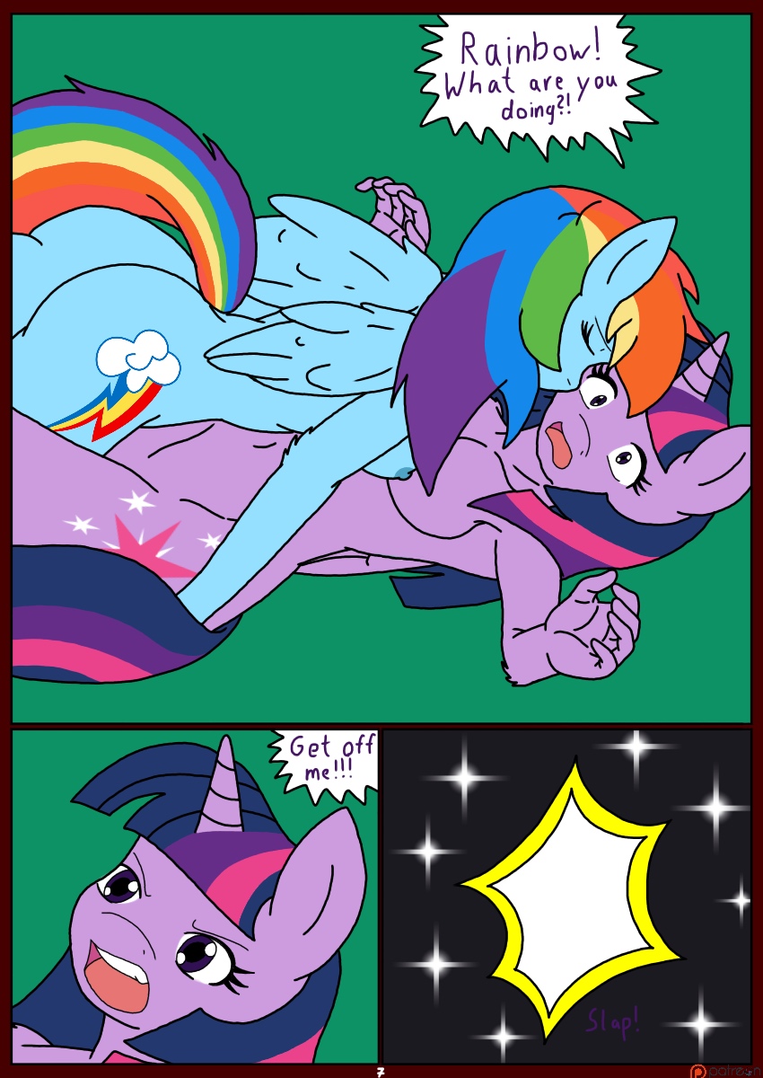 anthro breasts comic duo english_text equine forced friendship_is_magic hi_res horn linedraweer lyndor mammal my_little_pony nipples nude open_mouth pegasus rainbow_dash_(mlp) rape sideboob speech_bubble straight_hair text tongue twilight_sparkle_(mlp) unicorn wings