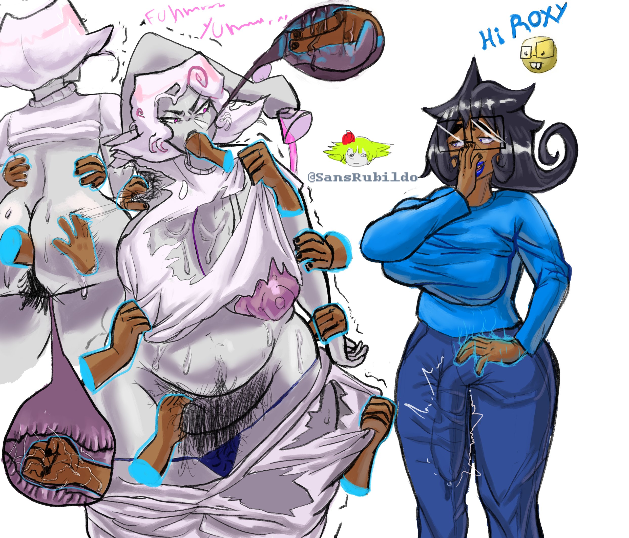 2girls, big breasts, chubby, chubby female, female, fisting, futa on female, futanari, hairy pussy, homestuck, june egbert, ms paint adventures, plump, pussy, restrained, roxy lalonde, sansrubildo, tagme, trans woman, transfem