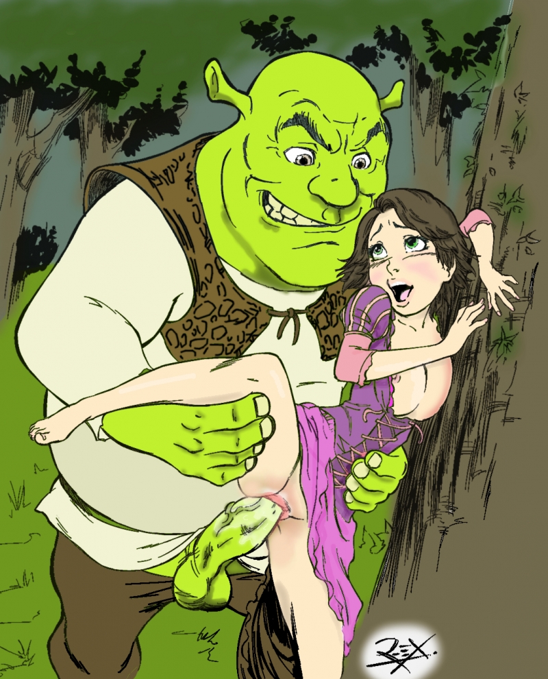 big_penis clothed_sex clothing crossover disney disney_princess dreamworks dress female green_penis interspecies monster nipples ogre penetration penis pussy r_ex rapunzel shrek shrek_(series) tangled vagina vaginal vaginal_penetration vaginal_sex