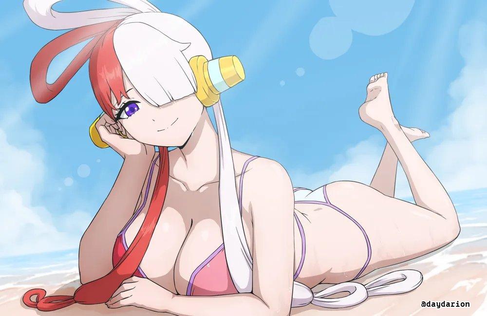1girls, 2d, 2d (artwork), 2d artwork, adult, adult female, against floor, ankles, arm support, ass, bare arms, bare calves, bare chest, bare hands, bare hips, bare knees, bare legs, bare shoulders, bare skin, bare soles, bare thighs, bare toes, barefoot, beach, big boobs, big breasts, bikini, bikini bottom, bikini only, bikini top, blue sky, breast press, breasts, breasts against floor, breasts on floor, breasts on ground, breasts press, breasts pressed against floor, busty, busty female, busty girl, calves, cleavage, closed mouth smile, clouds, coast, collarbone, day, daylight, daytime, dayyo (daydarion/day-chan), digital, digital art, digital drawing, digital drawing (artwork), digital media, digital media (artwork), drawing, elbows, exposed arms, exposed chest, exposed hips, exposed legs, exposed shoulders, exposed skin, exposed thighs, exposed toes, eyebrows hidden by hair, fanart, feet, feet up, female, female focus, female only, fingernails, fingers, foot up, full body, hair covering eye, hair over eye, hair over one eye, hair ribbon, halterneck, head tilt, headset, horizon, knees, large boobs, large breasts, lean figure, leg up, legs, legs up, light smile, long hair, looking at viewer, lying, lying down, lying on breasts, lying on floor, lying on ground, lying on stomach, mature, mature female, narrow waist, ocean, on breasts, on floor, on ground, on stomach, one piece, one piece film red, outdoor, outdoor nudity, outdoors, outside, performer, posing, posing for the viewer, posing naked, posing nude, post-timeskip, pressing breasts, purple eyes, purple-eyed female, red eyes, red-eyed female, resting arm, sand, sea, seaside, shoulders, shueisha, sidelocks, singer, sky, slender body, slender waist, slight smile, slim female, slim waist, smile, smiley face, smiling, smiling at viewer, soles, solo, string bikini, swimsuit, swimwear, thighs, tilted head, toei animation, toes, uta (one piece), water, weekly shonen jump, white eyebrows, white hair, white-haired female