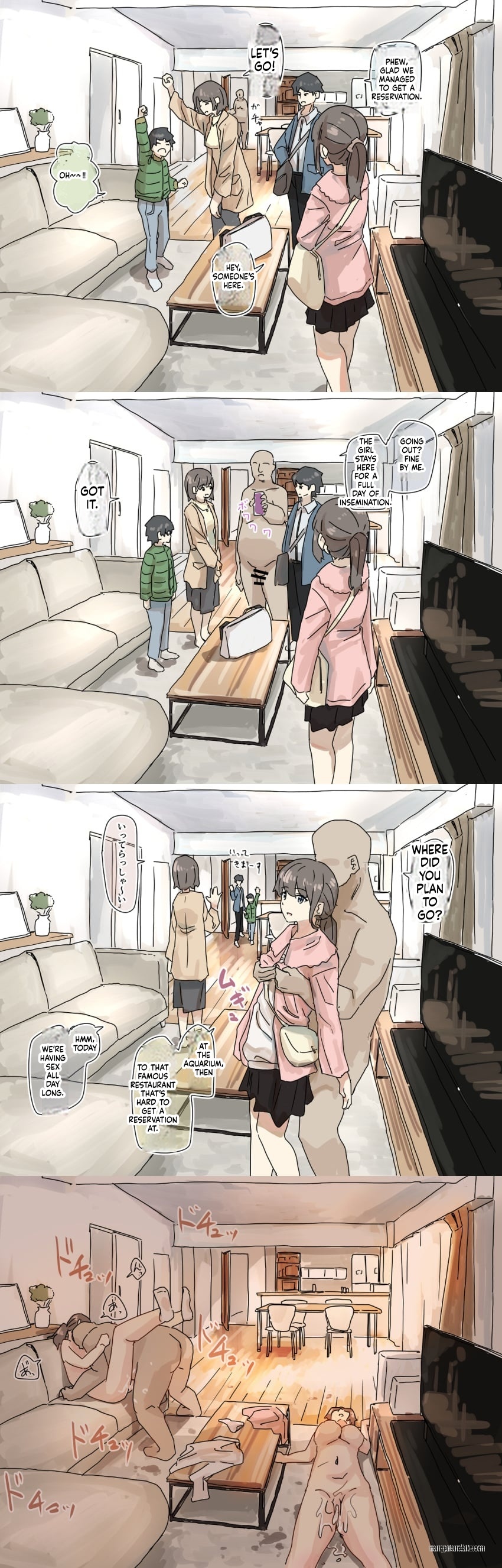 altered common sense, bad end, change in common sense, comic, ewokakuni, home, hypnosis, mother and daughter, netorare, ntr, pleated skirt, ponytail, rapist and victim, sex, translated, unaware, unaware hypnosis