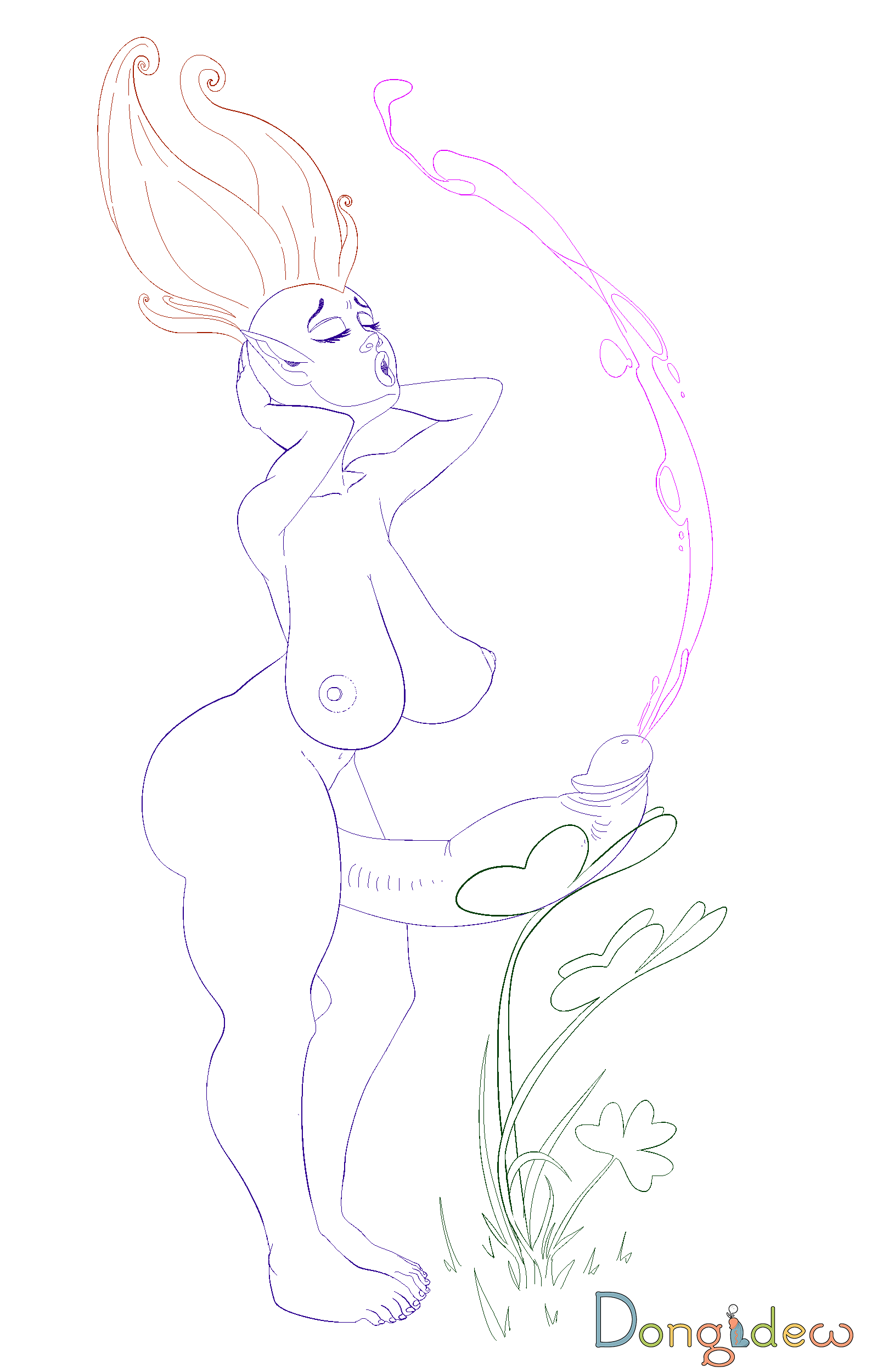 big_penis clover dongidew fairy futanari green hard_pixels intersex line_art penis shamrock st._patrick's_day transparent_background wings