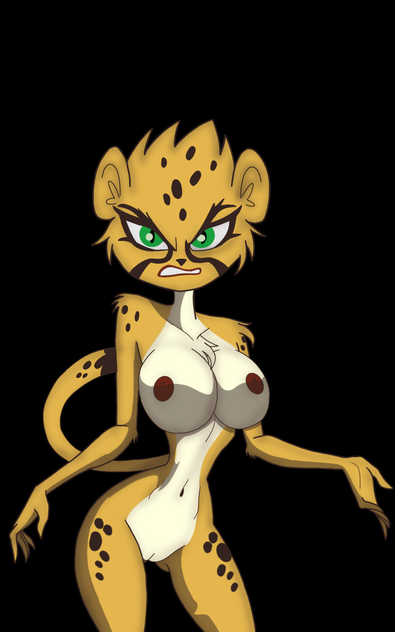 angry anthro cheetah cheetah_(dc) dc_super_hero_girls dullehan felid feline female genitals hi_res mammal markings nipples nude pussy red_nipples solo spots spotted_body