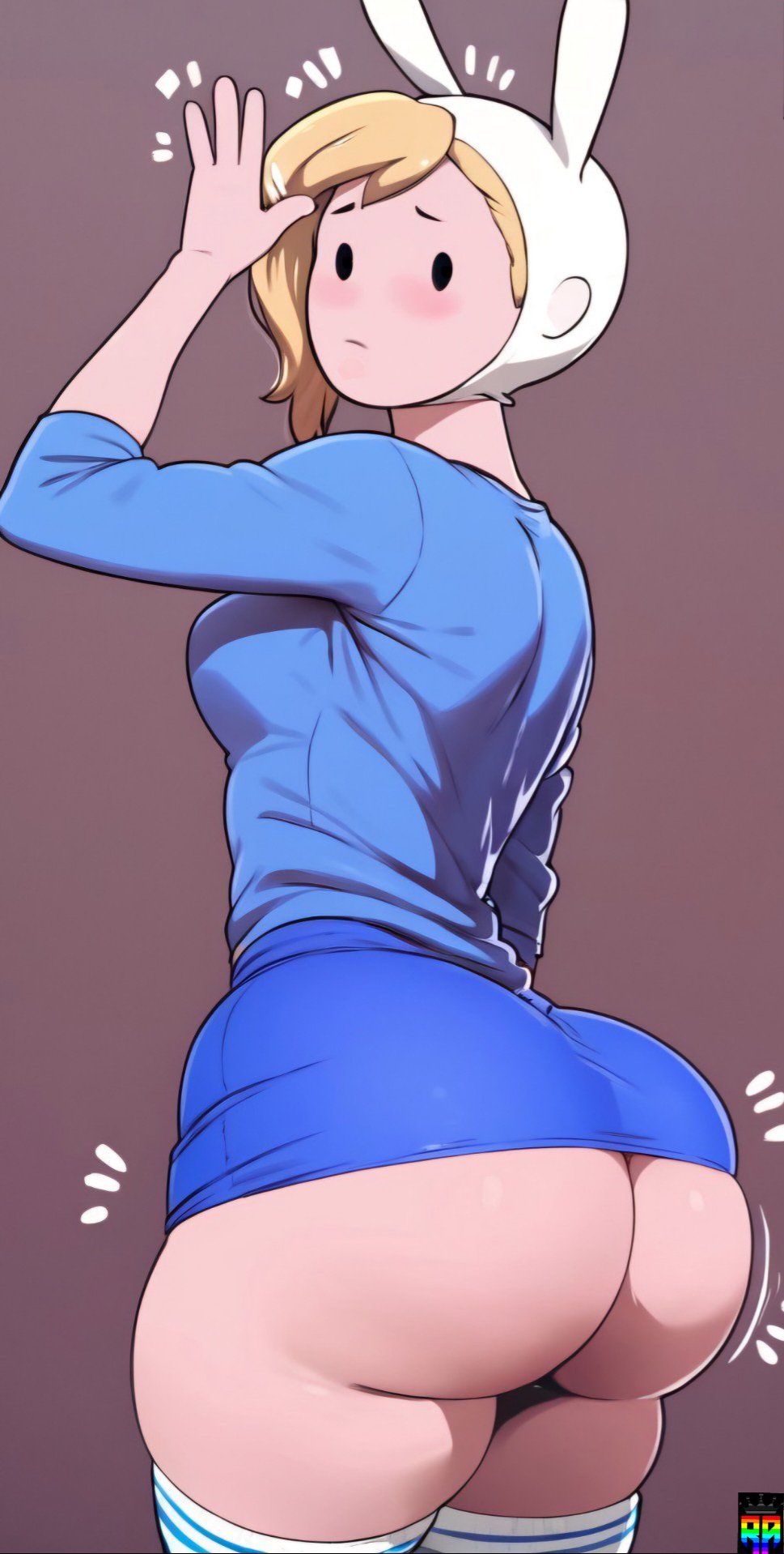 adventure time, ai generated, ass, big ass, big breasts, breasts, cute face, female, fionna the human girl, repartz, thick thighs