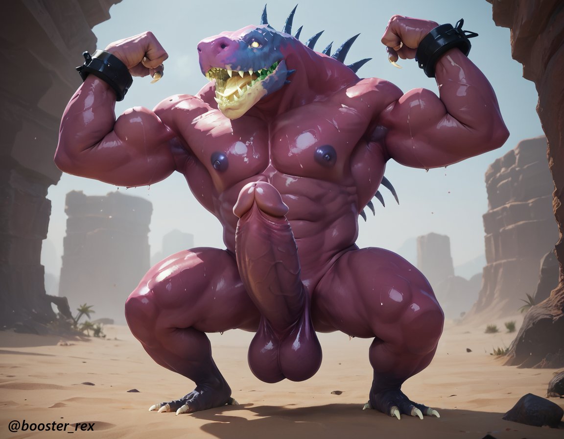 1boy abs acrid ai_generated anthro armpit_hair armpits balls bara big_balls big_muscles big_nipples big_pecs booster_rex daddy dilf erection flexing gay huge_balls huge_cock huge_muscles huge_pecs hunk lizard male male_only monster muscular muscular_anthro muscular_humanoid muscular_male navel nipples nude pecs penis purple_body risk_of_rain scalie signature solo