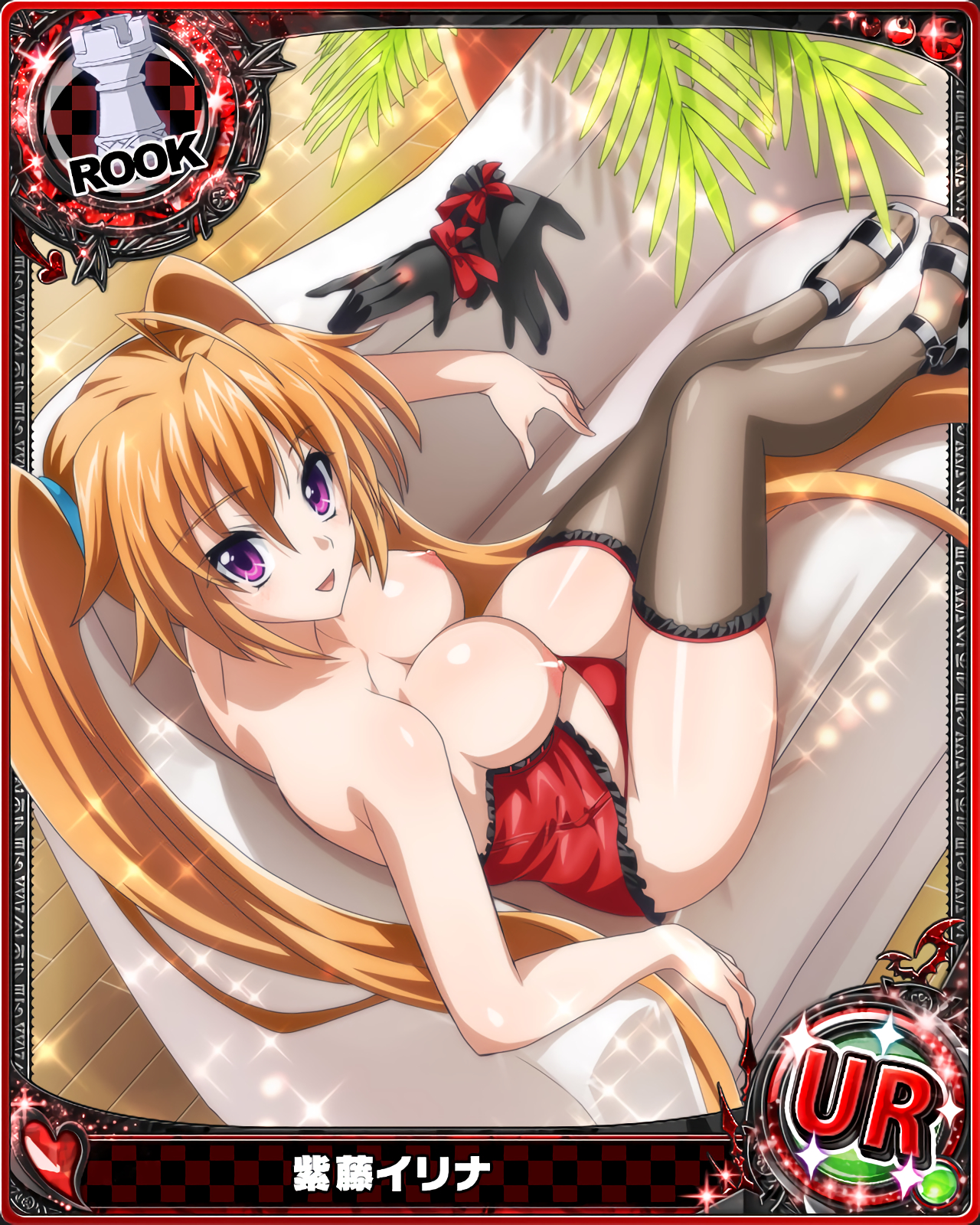 breasts, breasts out, card (medium), female, high school dxd, photoshop, shidou irina