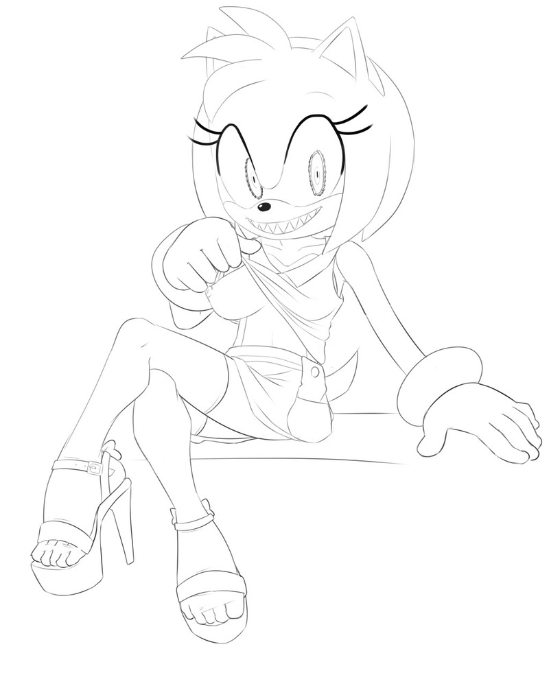 amy_rose anthro boo_(sonic) breasts clothes female female_only furry hedgehog high_heels mammal mind_control nipples possessed possessed_amy_rose possession sega sitting smile solo sonic_(series) tail video_games