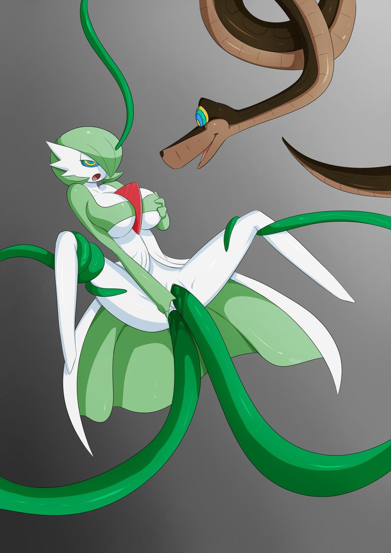 1boy 1hypno :o anal breasts crossover disney eastern_and_western_character expressionless female femsub gardevoir gradient_background green_tentacles grey_background kaa kaa_eyes male maledom mind_control mobile_size nintendo no_link oo_sebastian_oo penetration pokemon pokemon_(species) pussy restrained spread_legs tentacle the_jungle_book vaginal_penetration