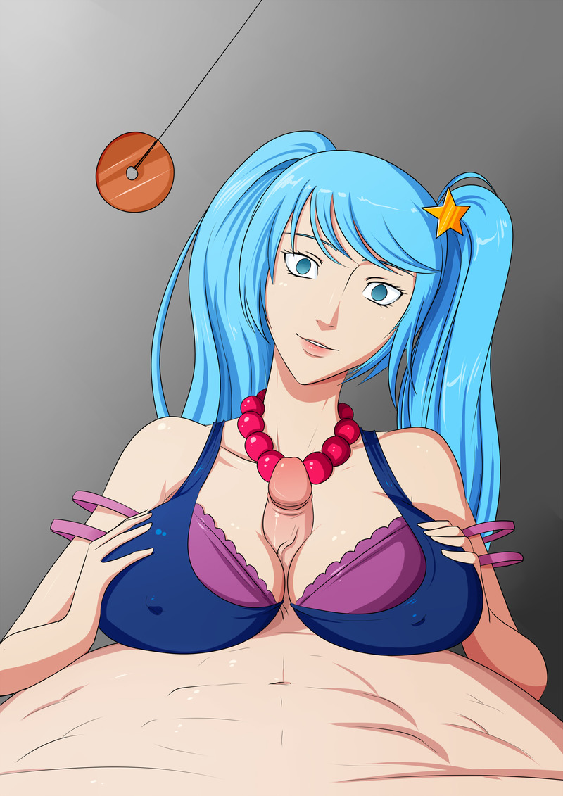 2d arcade_series arcade_sona blue_hair bottomless breasts closed_mouth clothes duo erection expressionless female femsub grey_background hair human hypnosis league_of_legends male male_pov maledom mind_control nude oo_sebastian_oo paizuri partial_male pendulum penis pov sex simple_background sona_buvelle straight