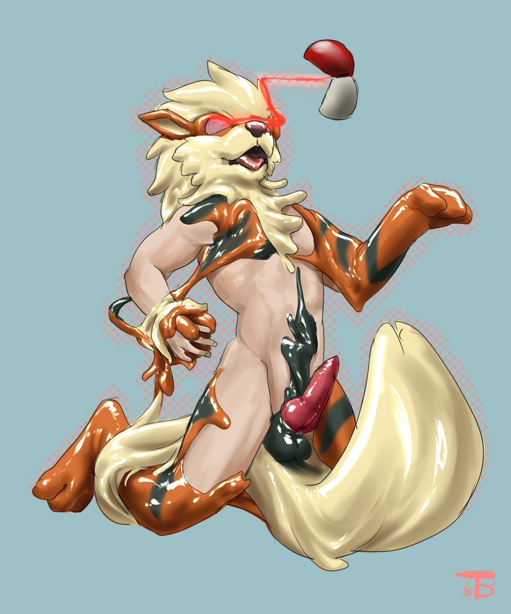 1boy 1hypno arcanine balls black_balls erection frisky-lime hypno_only kneeling latex male male_only malesub mind_control nintendo open_mouth penis poke_ball pokemon pokemon_(species) red_eyes red_penis reupload simple_background solo spiral_eyes