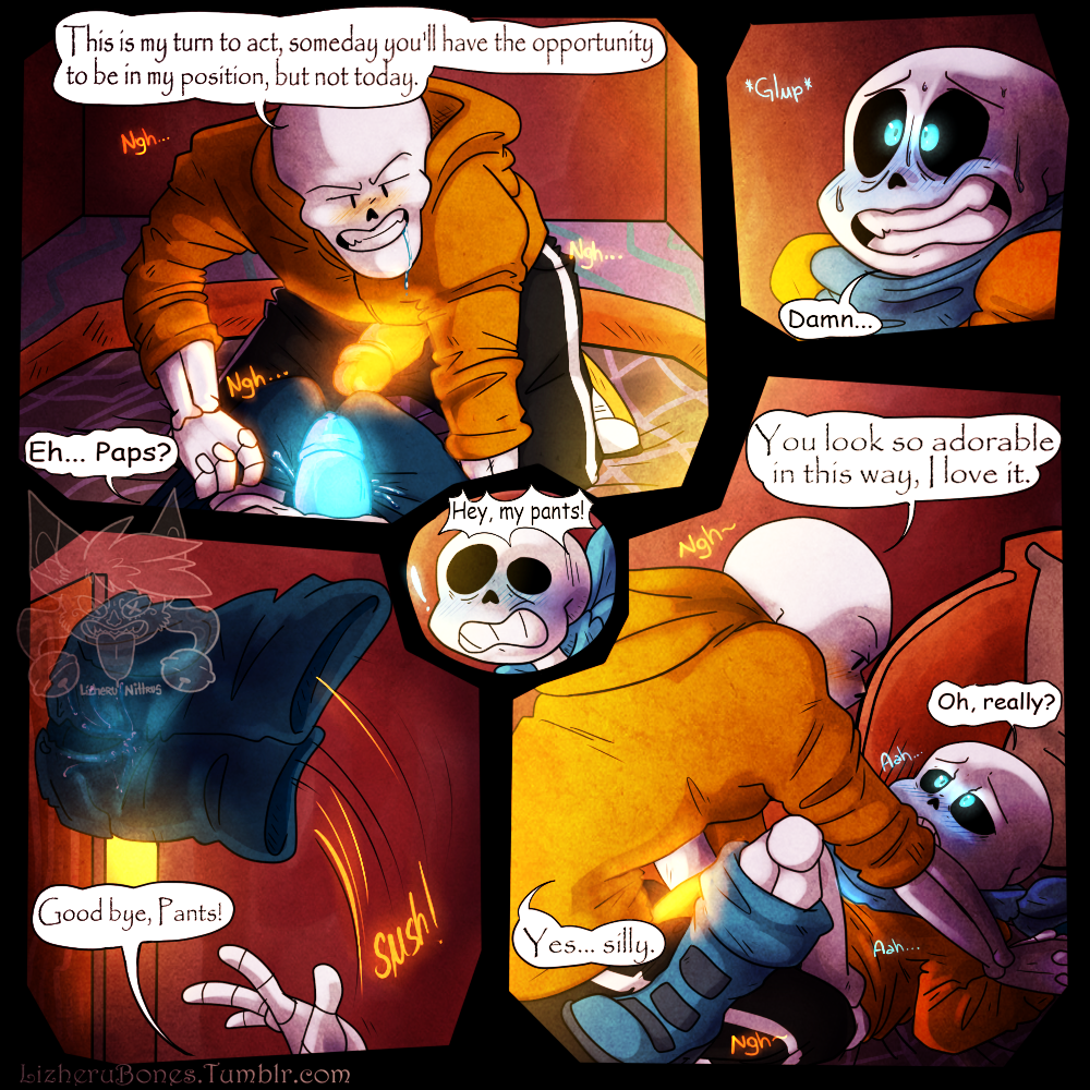 bed blue_eyes blue_sans_penis blue_sans_tongue blush bone comic dialogue heart imminent_incest imminent_rape imminent_sex incest kissing lizheru_(artist) lying male meta_request papyrus_au penis sans sans_au sans_blush sans_eye sans_glowing_eye sans_penis sans_tongue sitting skeleton sweat tears text tongue underswap undertale_au video_games yaoi