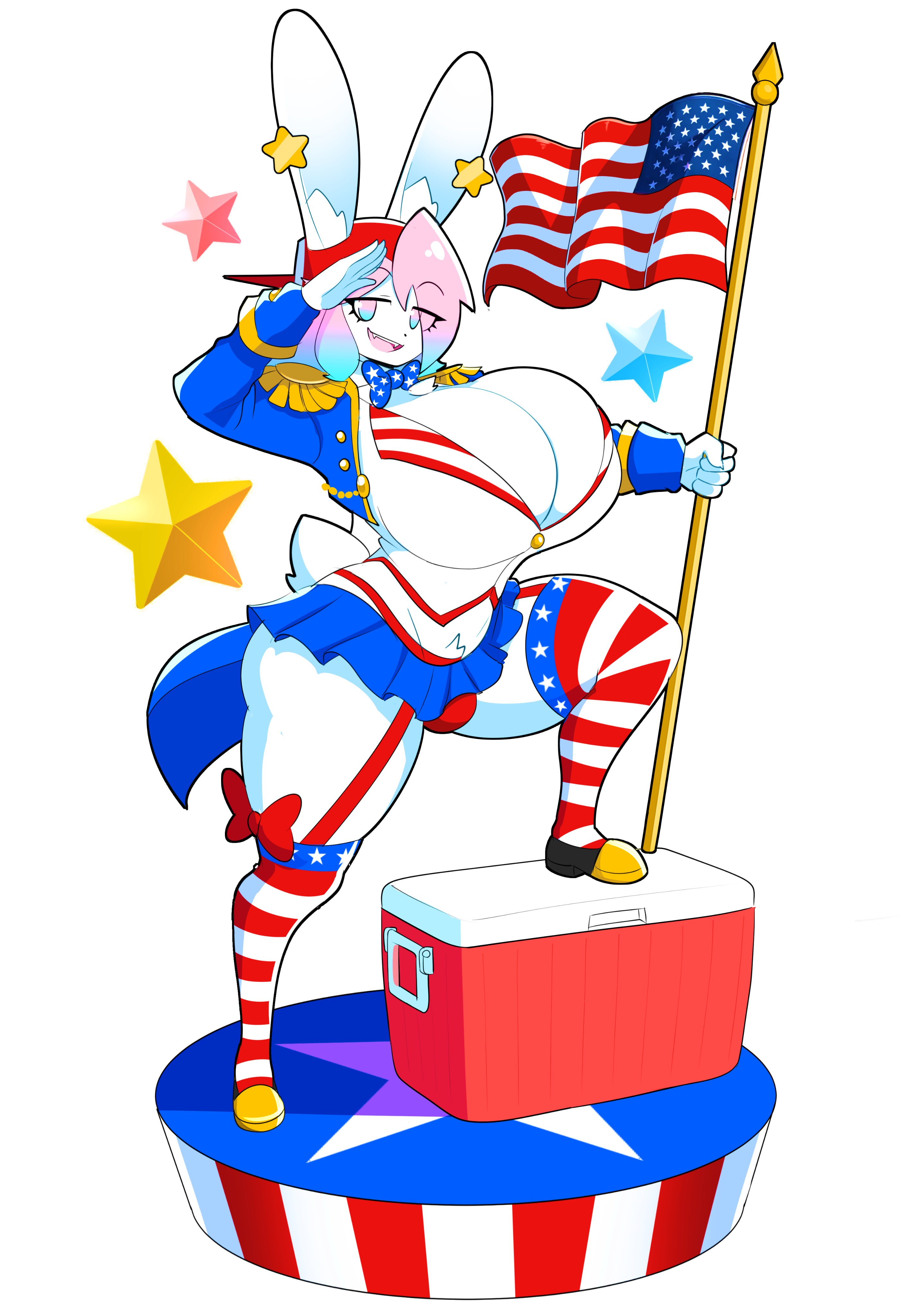 1boy, 4th of july, big breasts, breasts, bulge, busty boy, cleavage, furry, huge breasts, male with breasts, peanut butter (theycallhimcake), short skirt, tagme, theycallhimcake, thick thighs, wide hips