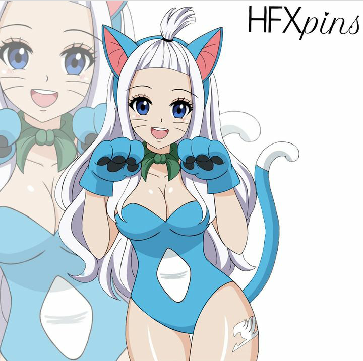 cat_ears cat_tail cosplay fairy_tail happy_(fairy_tail)_(cosplay) hfxpins mirajane_strauss neko tattoo white_hair