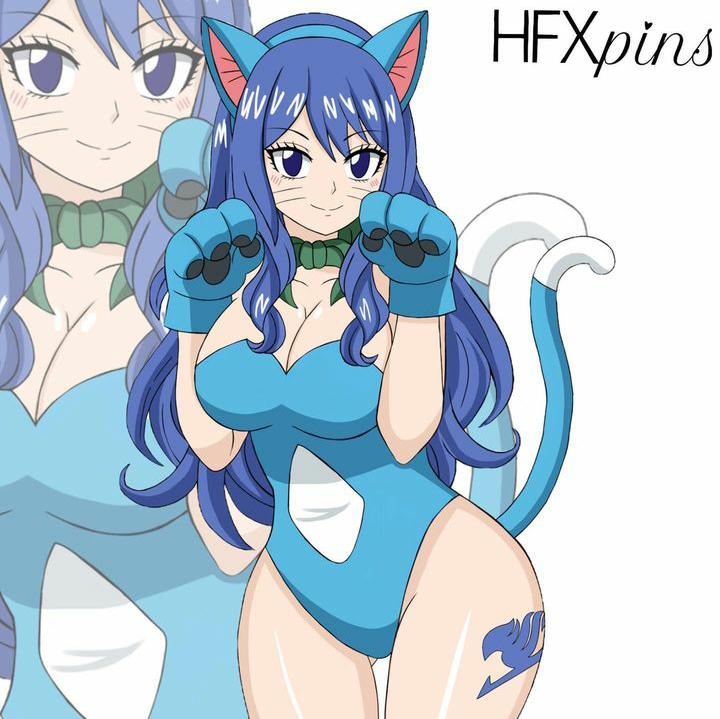 blue_hair cat_ears cat_tail cosplay fairy_tail happy_(fairy_tail)_(cosplay) hfxpins juvia_lockser neko