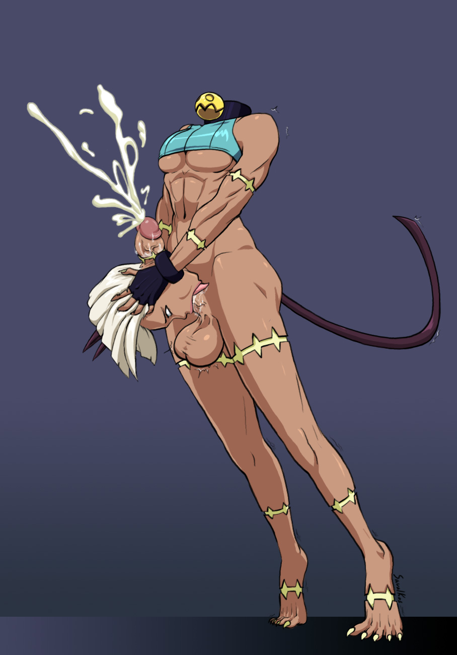1futa, 69, 69 position, all the way through, autodeepthroat, autofellatio, cum in mouth, cum in throat, deepthroat, disembodied head, dullahan, fellatio, female, futa only, futanari, intersex, nadia fortune, neck fucking, oral, penis, savalkas, skullgirls, solo futa, standing 69, tight throat, upside-down