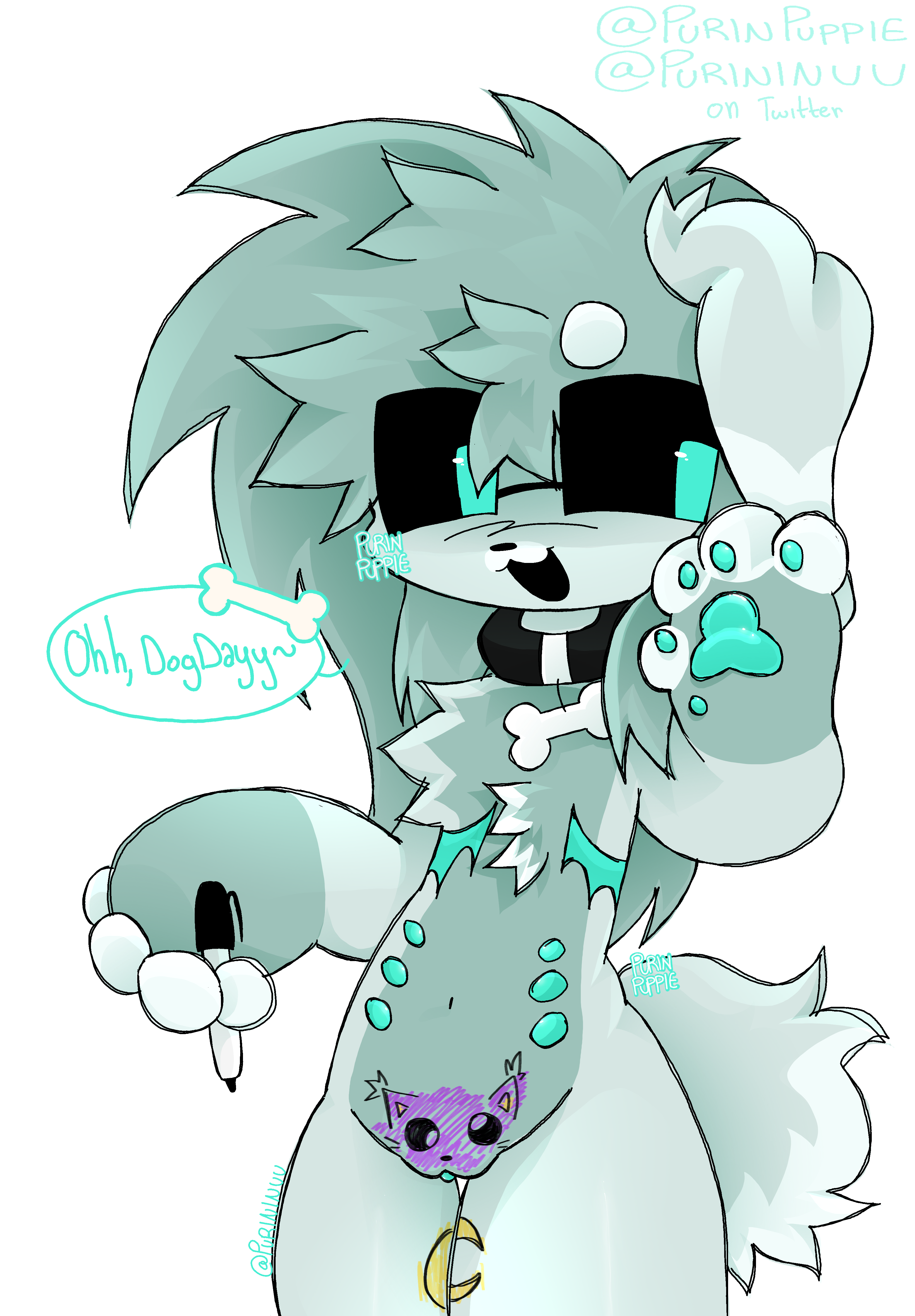 1dog, anthro, canid, catnap (poppy playtime), clitoris, critters (poppy playtime), cuntboy, furry, joke art, no humans, oc, poppy playtime, purin (purinpuppy), purinpuppy, smiling critter oc, smiling critters, top surgery scars, transgender, transgender male