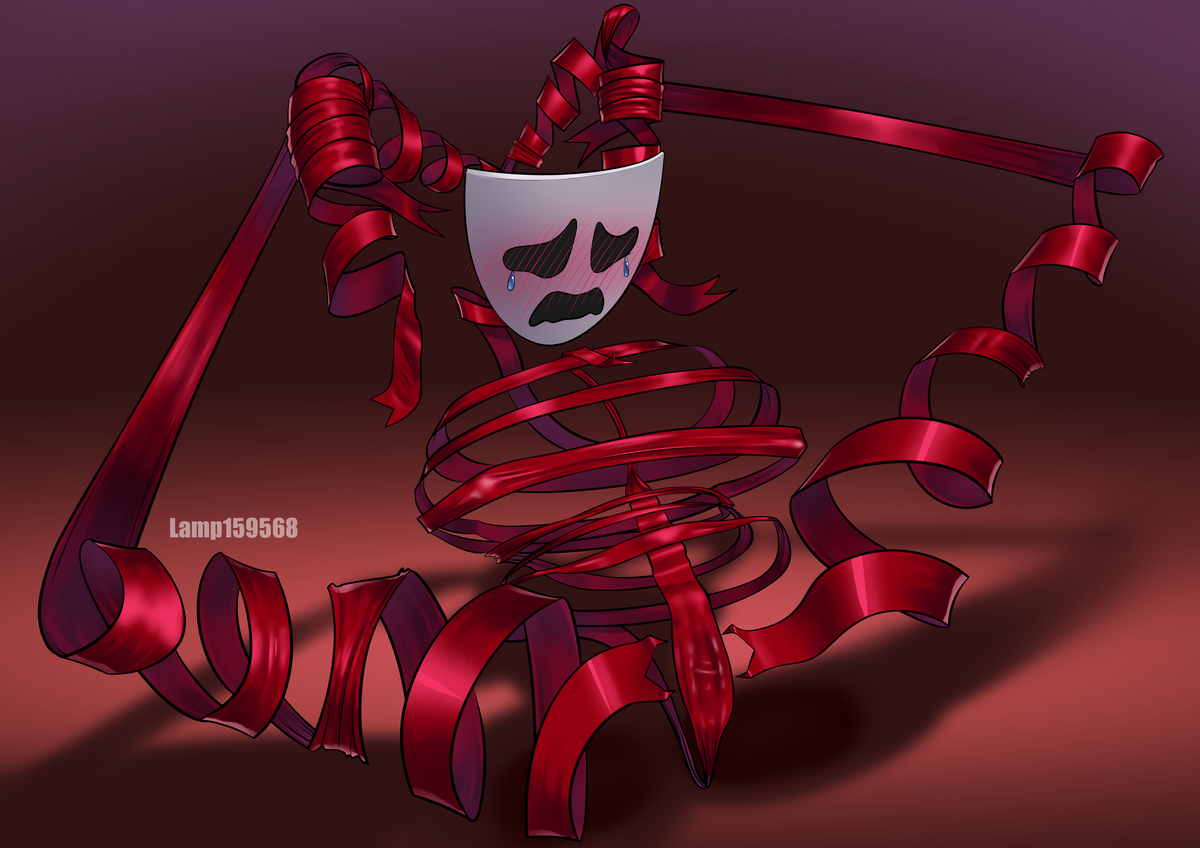 1girl, 1girls, 2d, female, female only, gangle (the amazing digital circus), lamp159568, laowei, mask, no humans, old tail, solo, tagme, the amazing digital circus, unusual anatomy