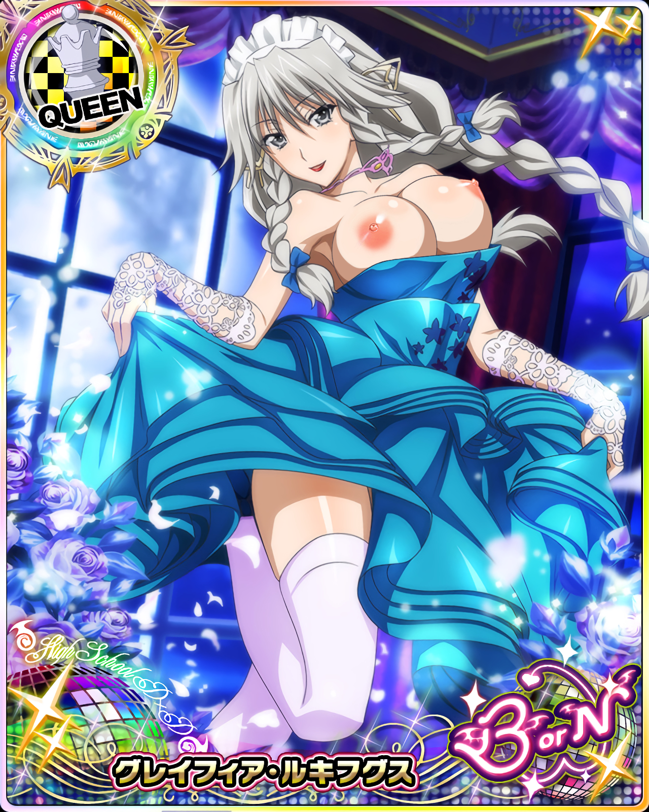 breasts, breasts out, card (medium), female, grayfia lucifuge, high school dxd, photoshop