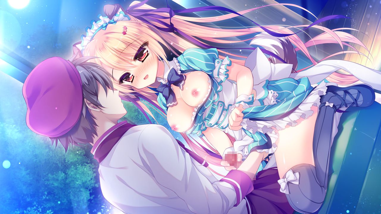 blush breasts censored female game_cg hair_ribbon inukai_shinono large_breasts long_hair mosaic_censoring nae-nae nipples red_eyes ribbon tagme wan_nyan_a_la_mode!