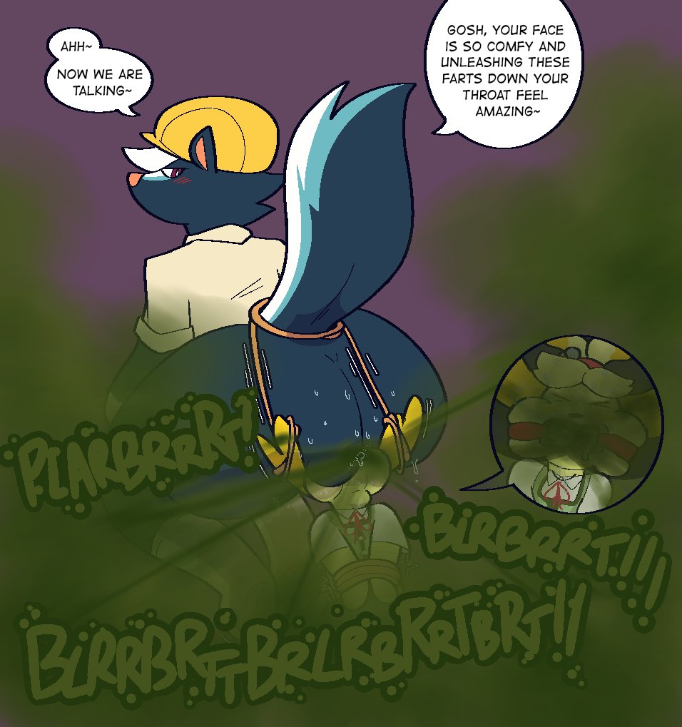 1boy1girl, 2d, alternate version available, animal crossing, anthro, anthro on anthro, anthro only, ass, bare ass, big ass, big butt, big butt (male), canid, canine, clothing, disgusted, dumptruck ass, english text, facesitting, fart, fart cloud, fart fetish, fart torture, farting, farting in face, farting in mouth, farting on another, farting on female, fat ass, fat thighs, female, footwear, furry, furry female, furry male, furry only, hat, headwear, huge ass, huge butt, huge fart, isabelle (animal crossing), kicks (animal crossing), male, male fart, male/female, mephitid, more at source, mouth open, nintendo, no genitals, no mouth, no pants, no sex, onomatopoeia, open mouth, open mouth gag, simple background, sitting, sitting on another, sitting on face, sitting on person, size difference, skunk, skunk fart, skunk tail, sweat, sweatdrop, sweaty, sweaty ass, talking, talking to another, text, thick thighs, thighs, ti ti ling, ti-ling, tied, tied up, torture, twitter link
